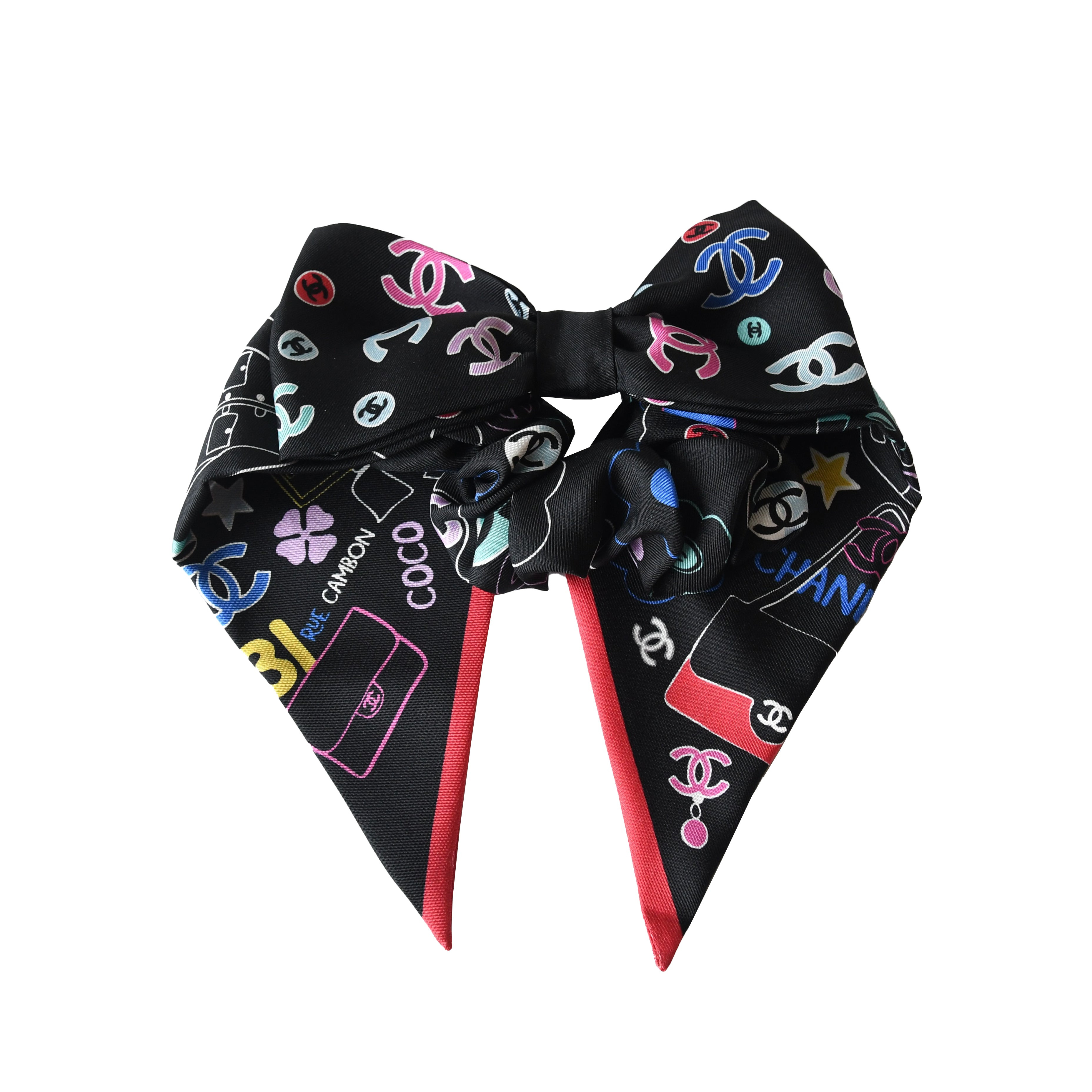 Chanel Silk CC Logo Pattern Ribbon Hair Band Multicolor - 3