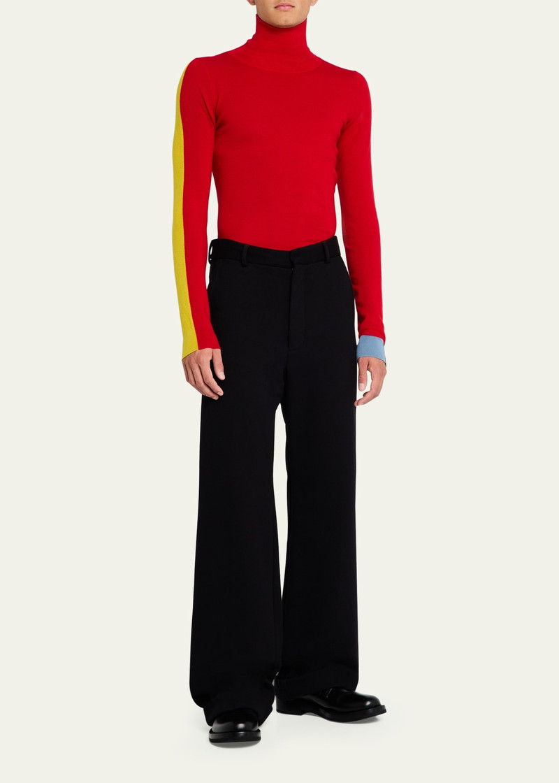 ZANKOV Men's Turtleneck with Colorblock Sleeves outlook