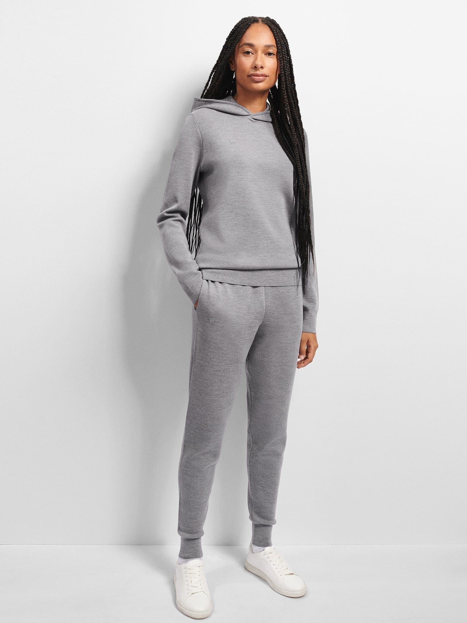 Womens Regenerative Merino Wool Track Pants - Grey Marl - 2