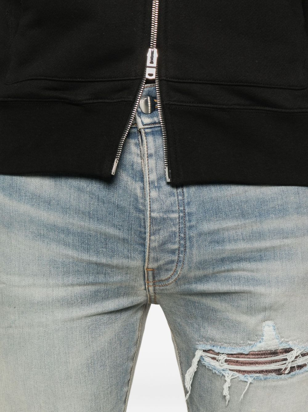 leather-trimmed jeans - 5