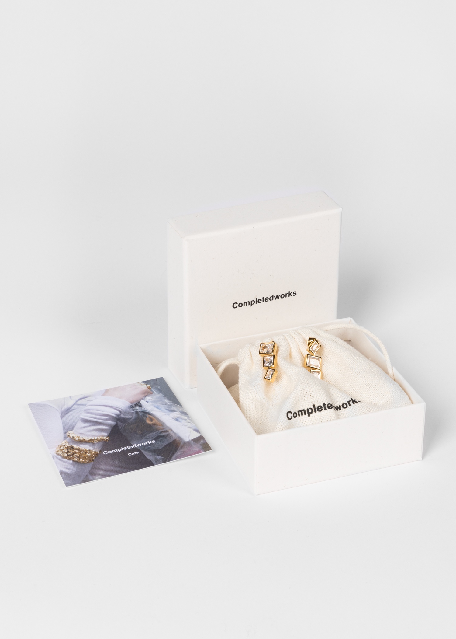 Cubic Zirconia & Gold Drop Earrings by Completedworks - 4