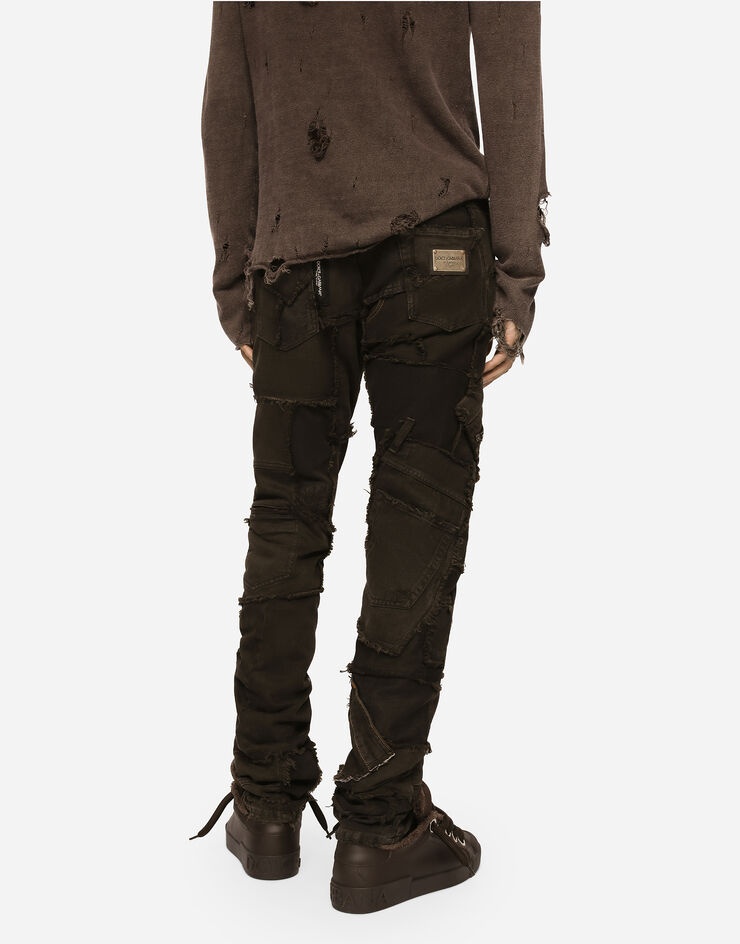 Slim-fit overdyed patchwork jeans - 4