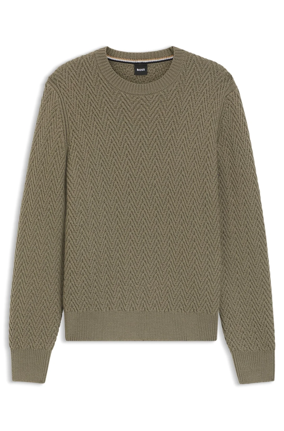 VIRGIN-WOOL SWEATER WITH HERRINGBONE STRUCTURE - 1