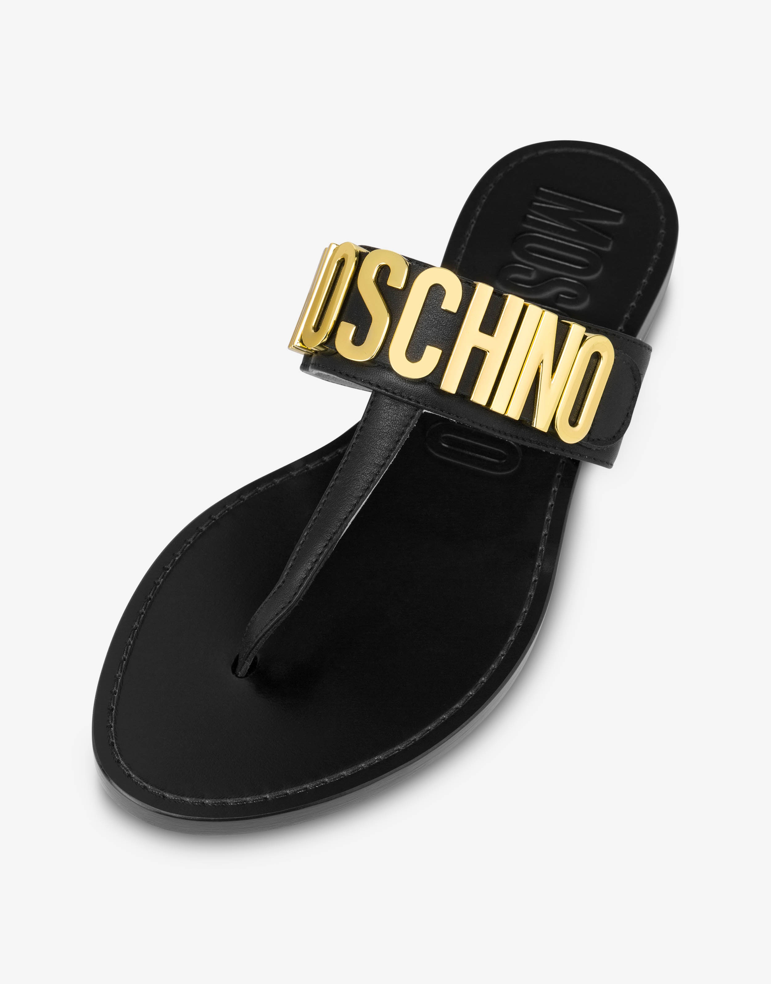 LETTERING LOGO CALFSKIN THONG SANDALS - 3