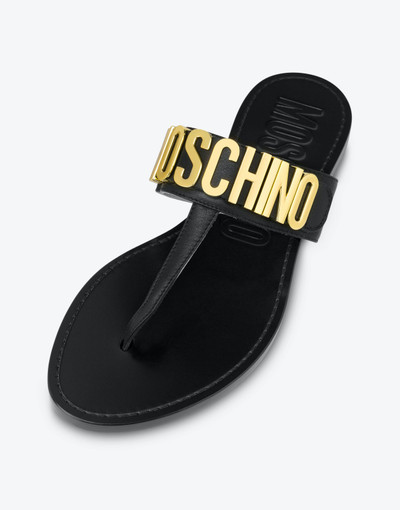 Moschino LETTERING LOGO CALFSKIN THONG SANDALS outlook