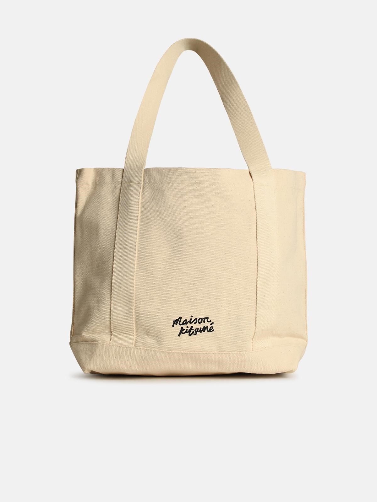 'FOX HEAD' LIGHT BEIGE COTTON SHOPPING BAG - 3