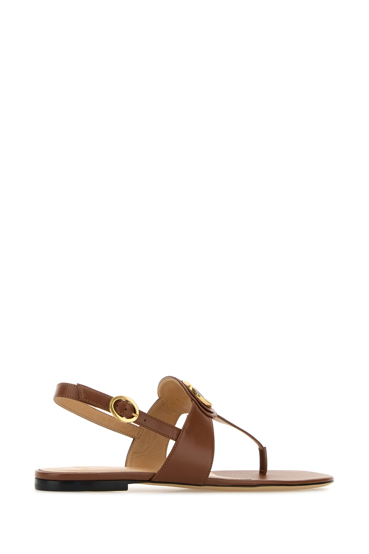 Brown leather VLogo thong sandals - 3