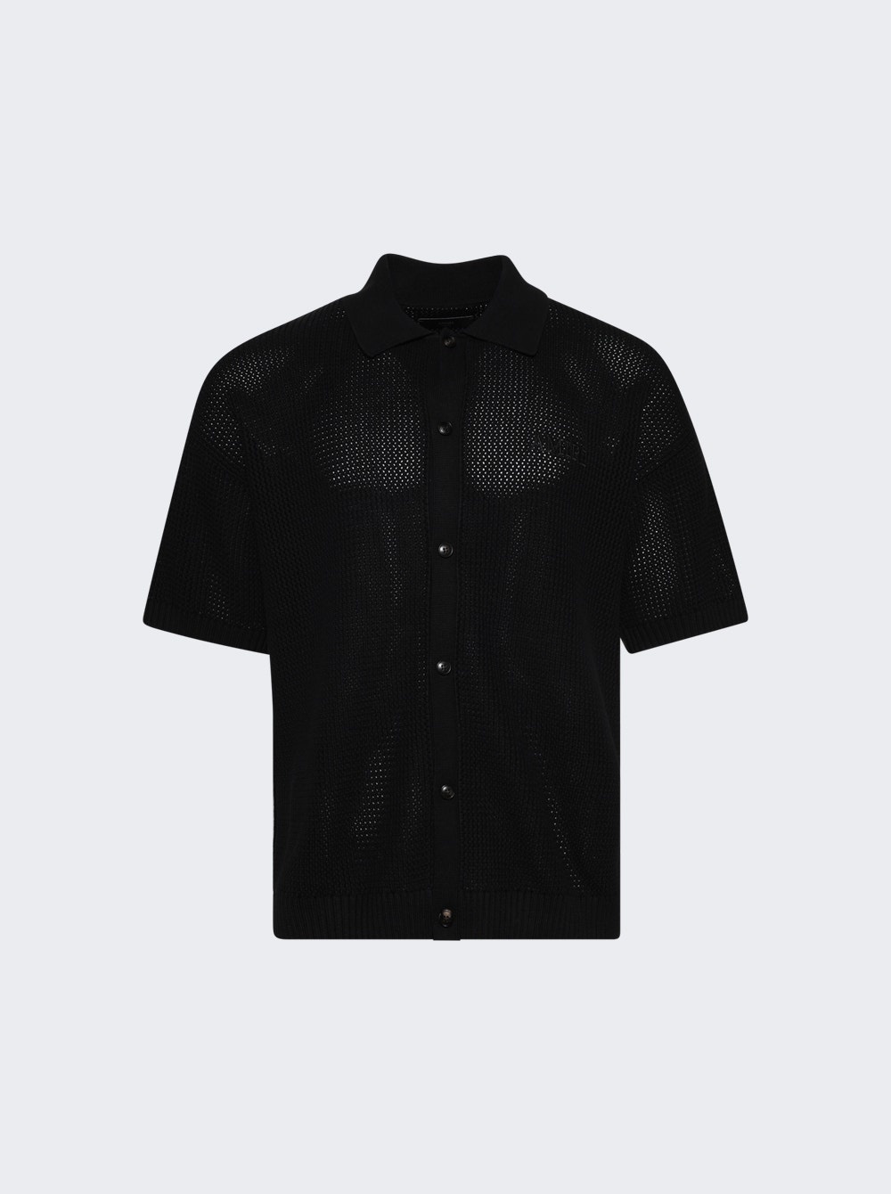 Crochet Mesh Shirt Black - 1