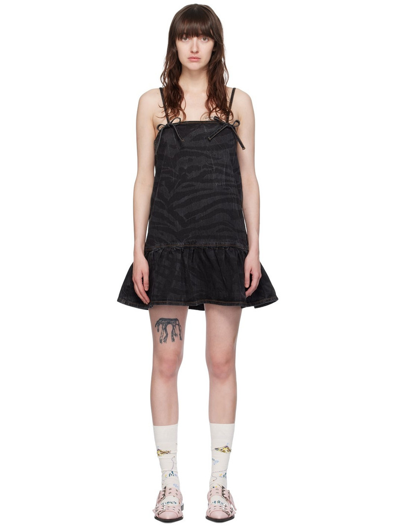 블랙 보우 데님 Minidress 1