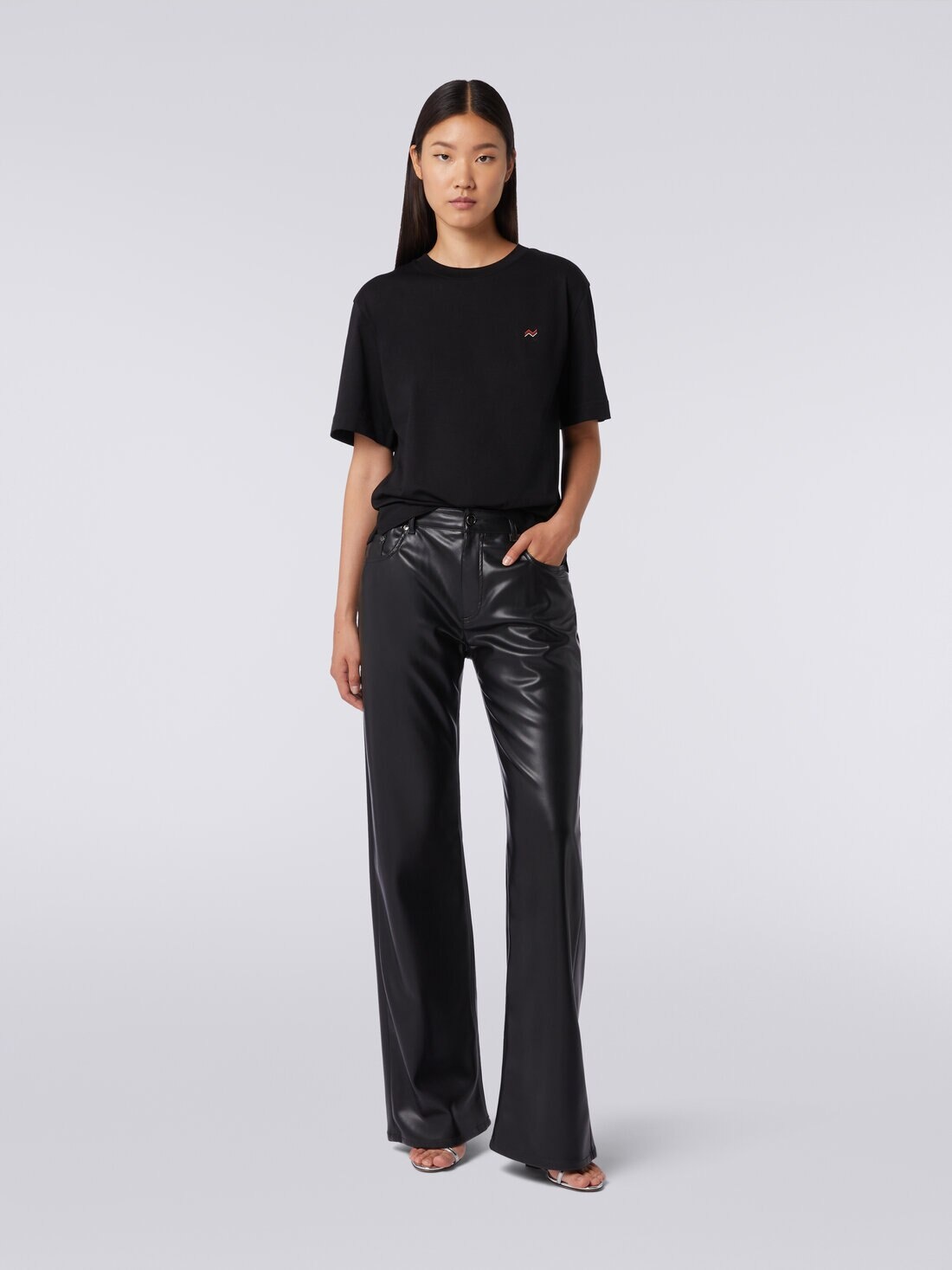 Eco-leather five-pocket trousers - 2