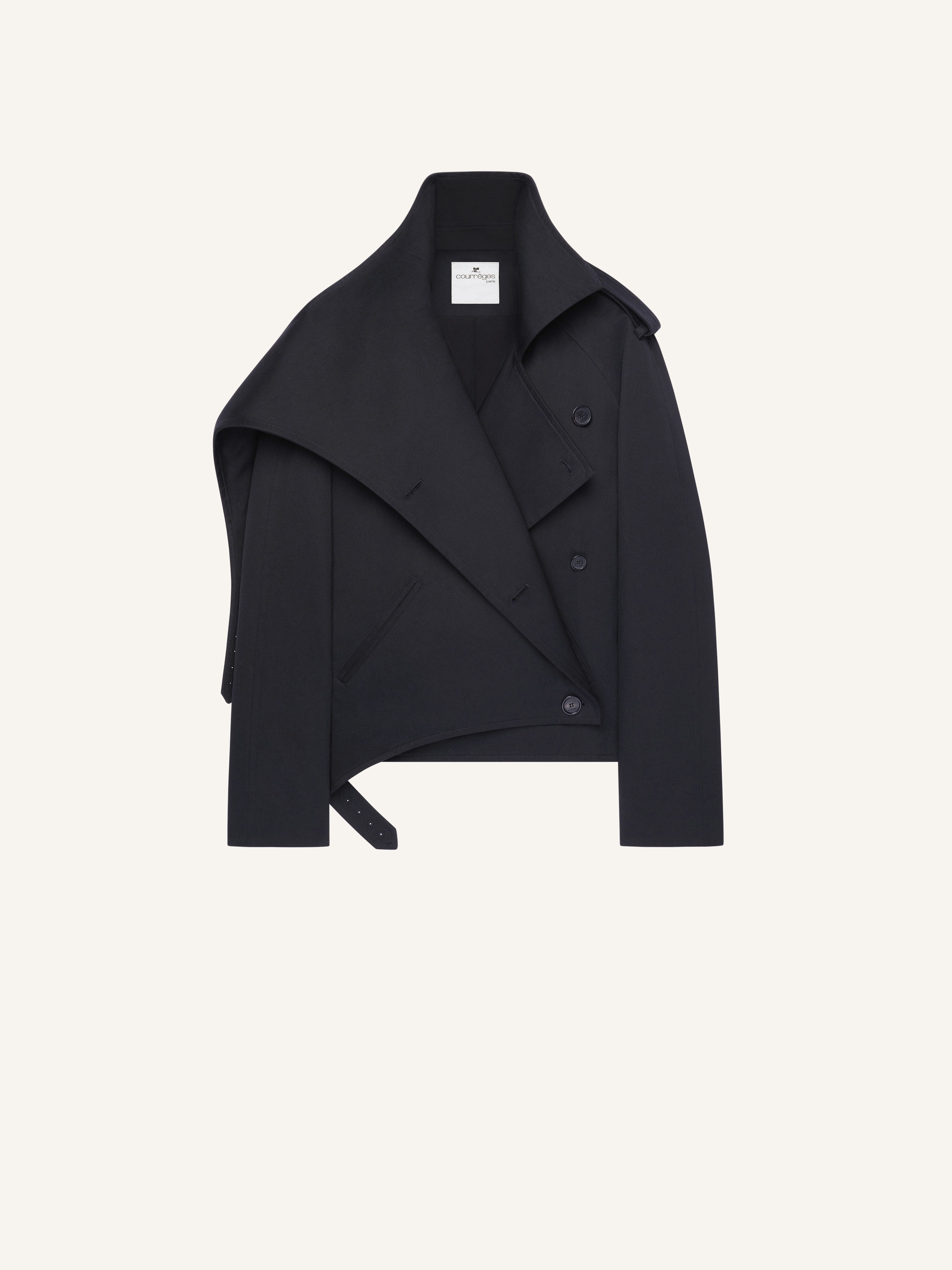 SHORT OBLIQUE TRENCH COAT - 1
