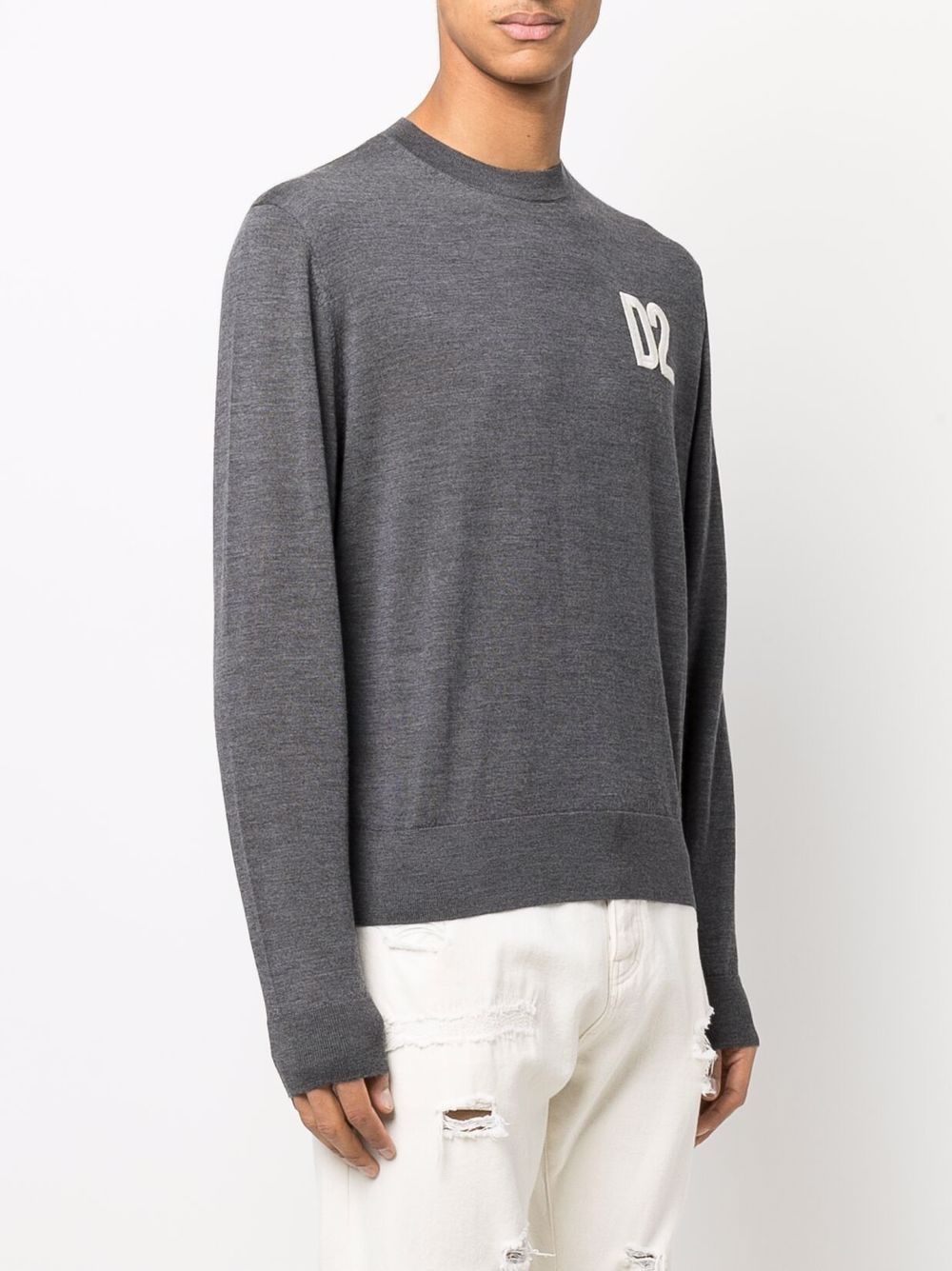 embroidered-logo crew-neck jumper - 3