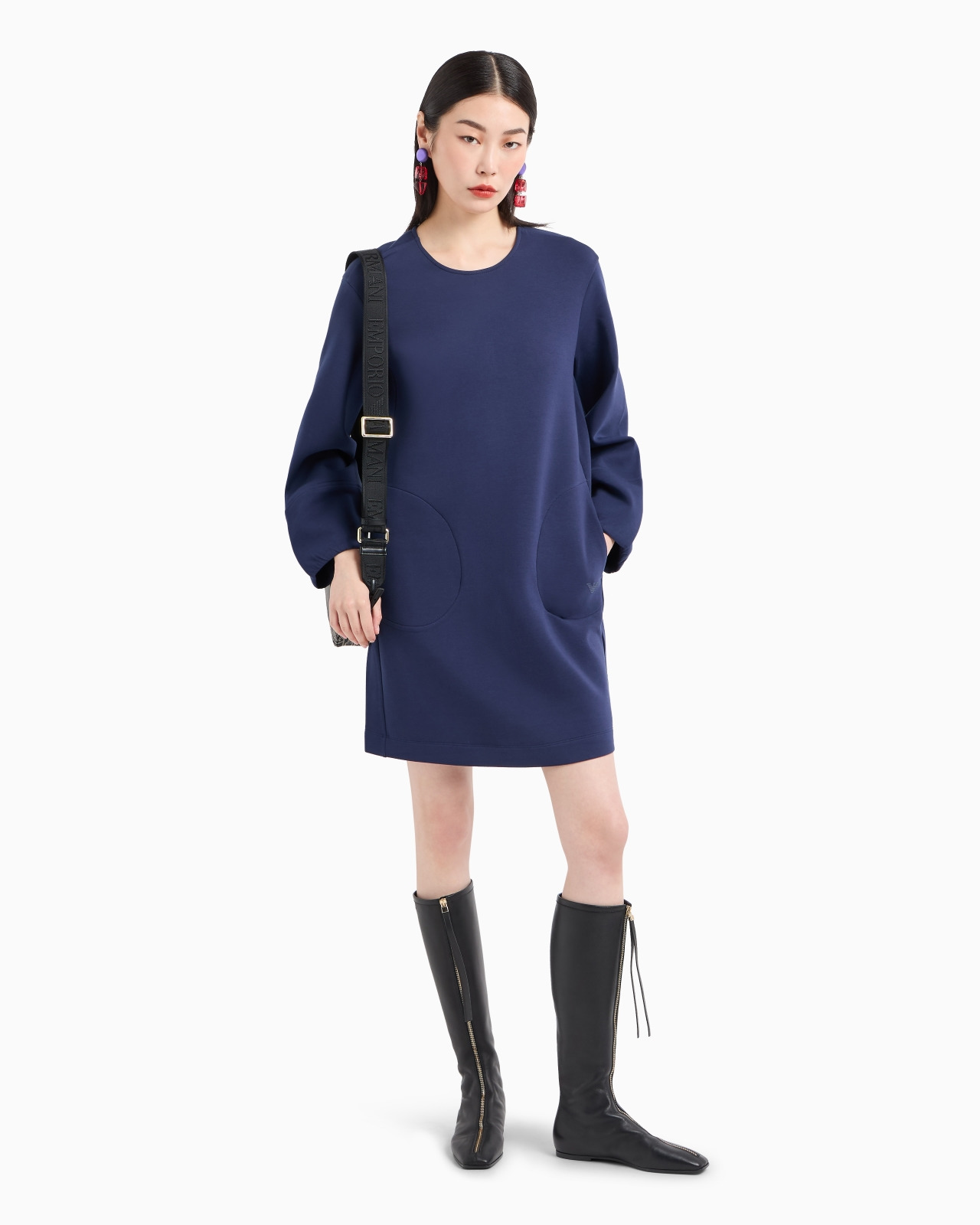 Double jersey dress with balloon sleeves - 4