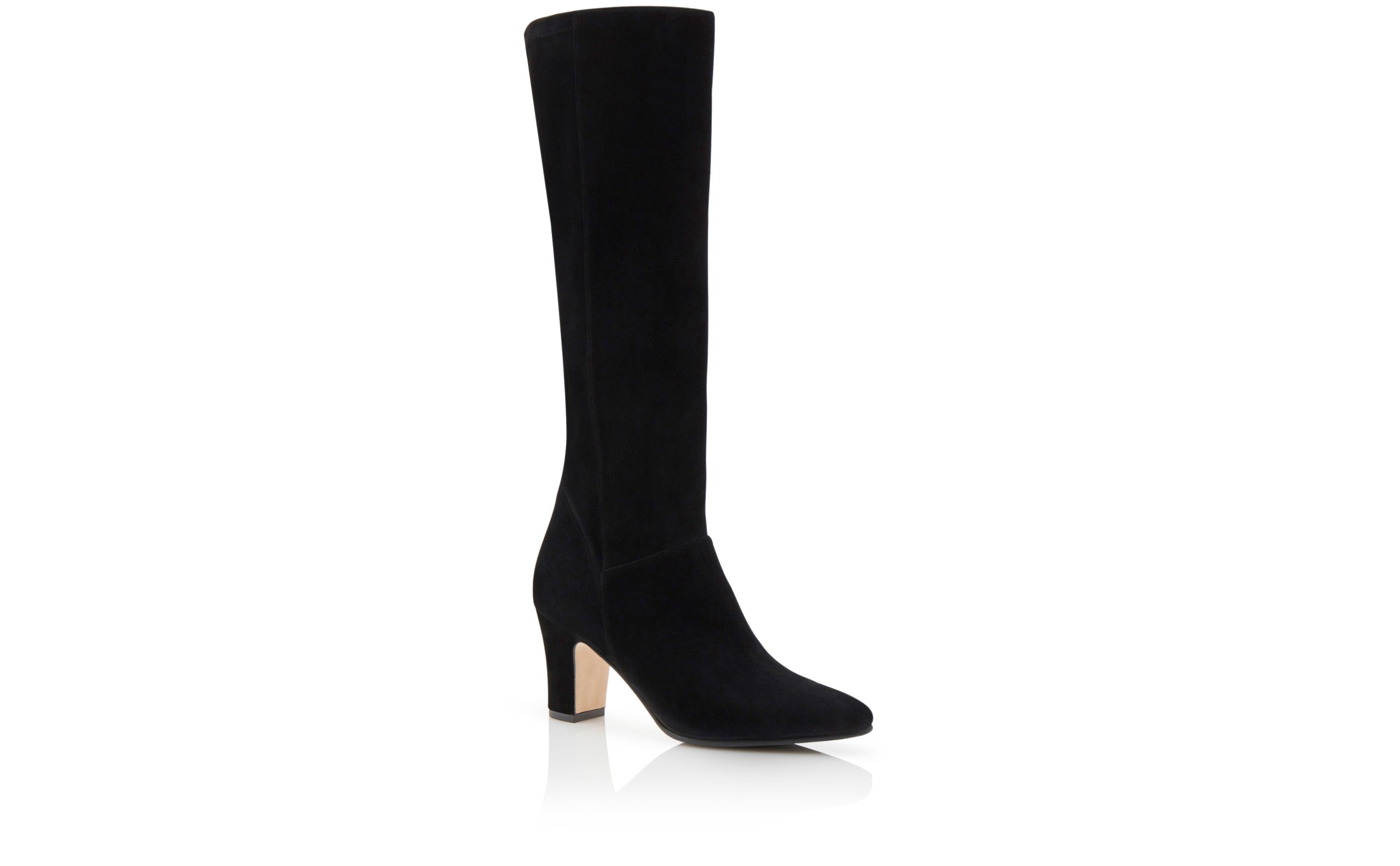 Black Suede Knee High Boots - 3