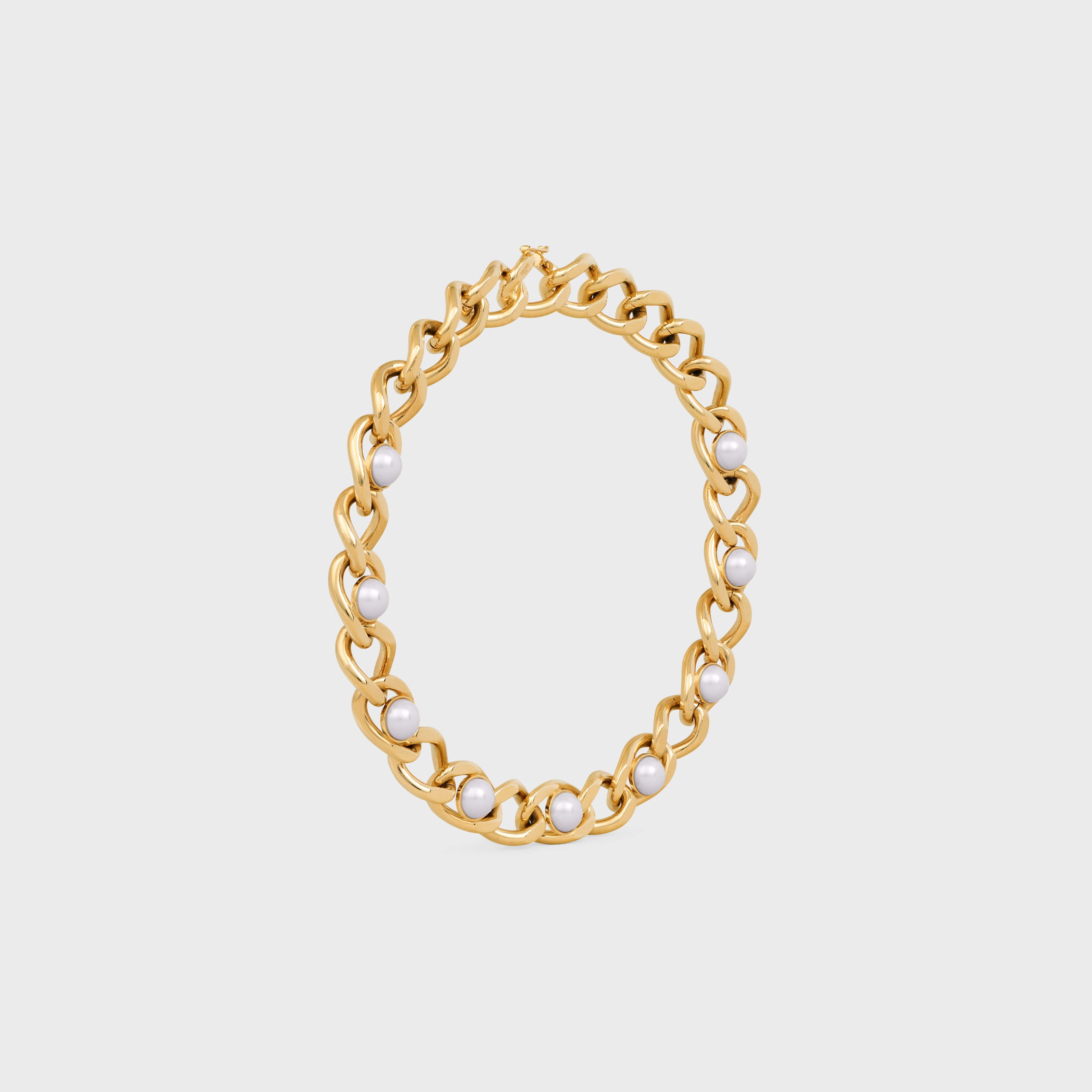 Les Perles Celine Maillon Necklace in Brass with Gold Finish and Resin Pearls - 3