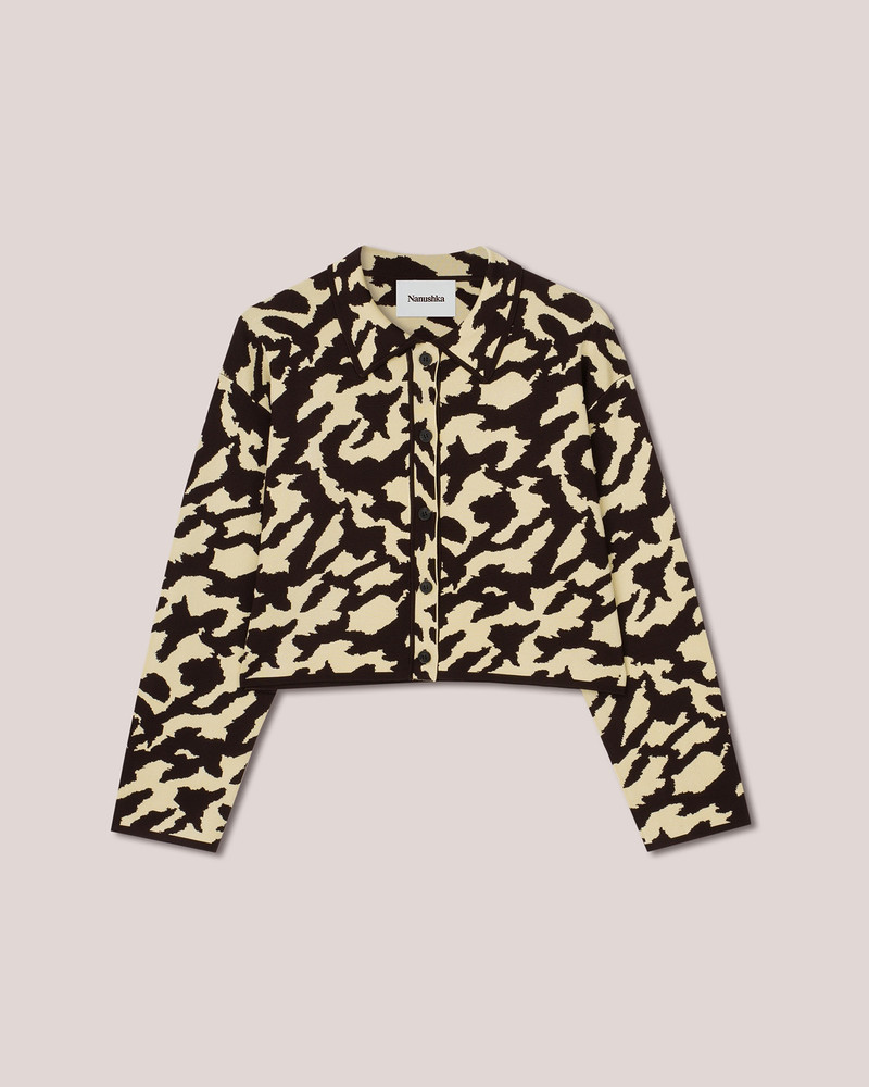 AADA - Cropped collared cardigan jacket - Brown/Wax 1