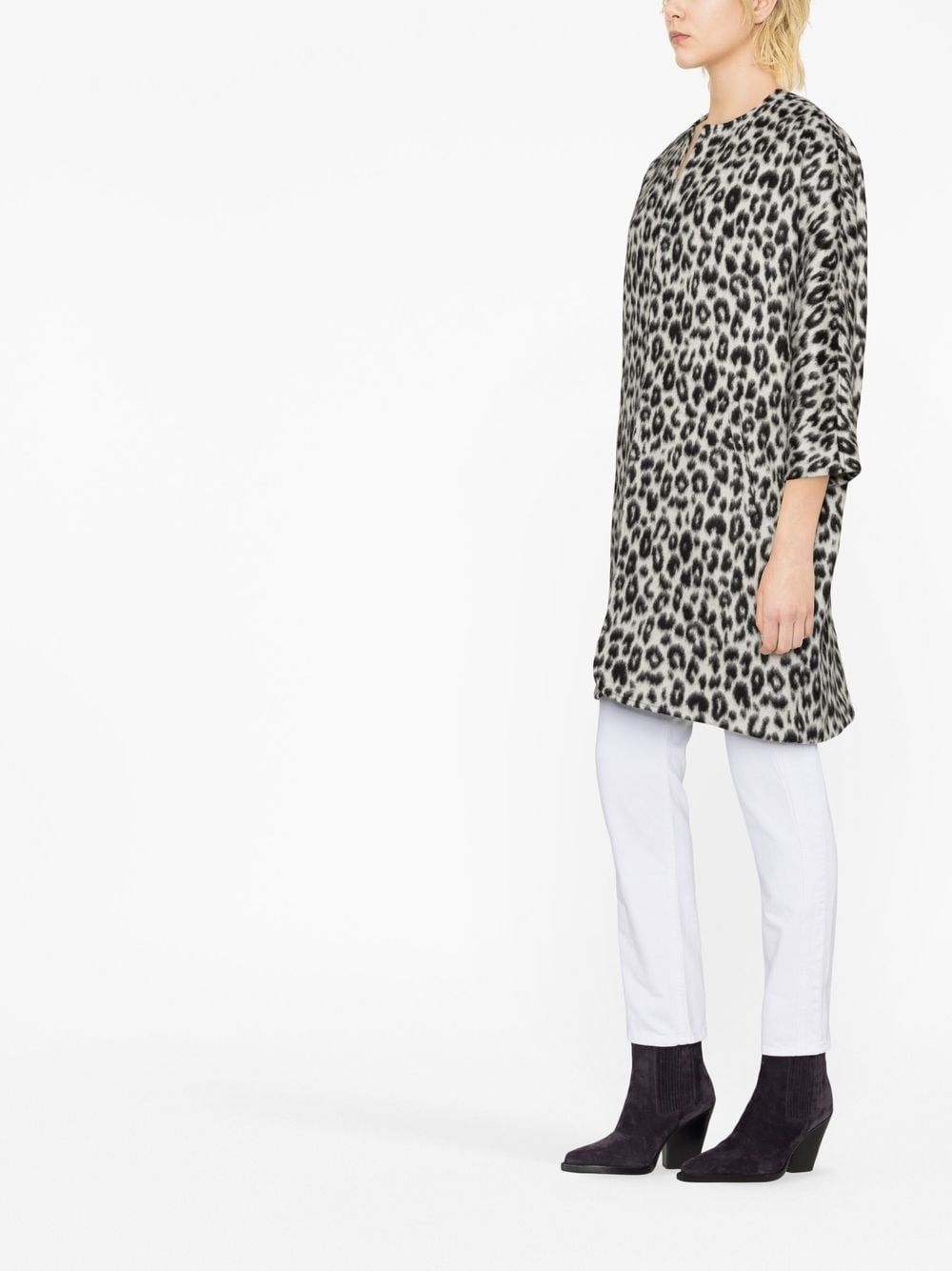 leopard-print zip-up coat - 4