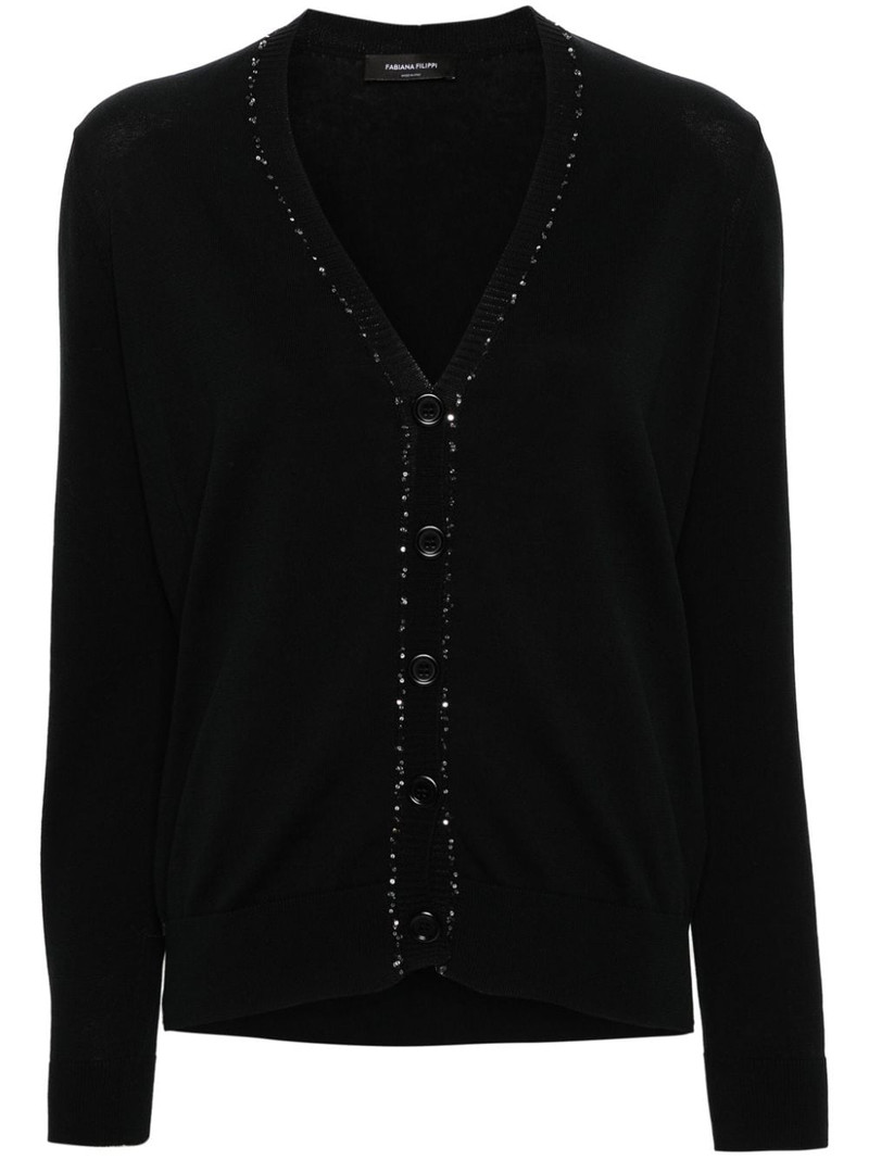 sequin-trim cotton cardigan 1