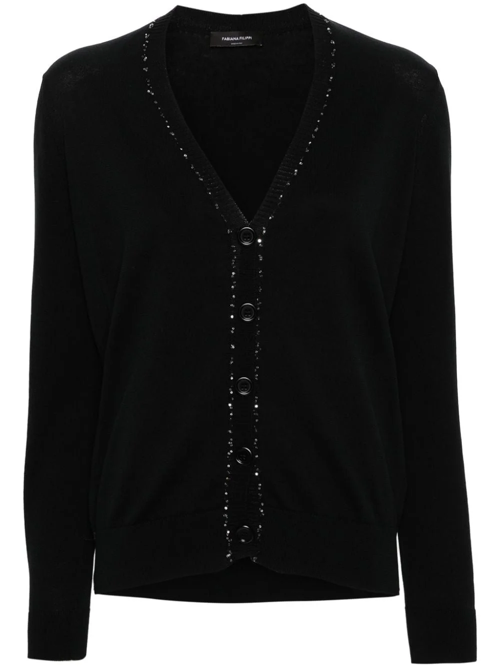 sequin-trim cotton cardigan - 1