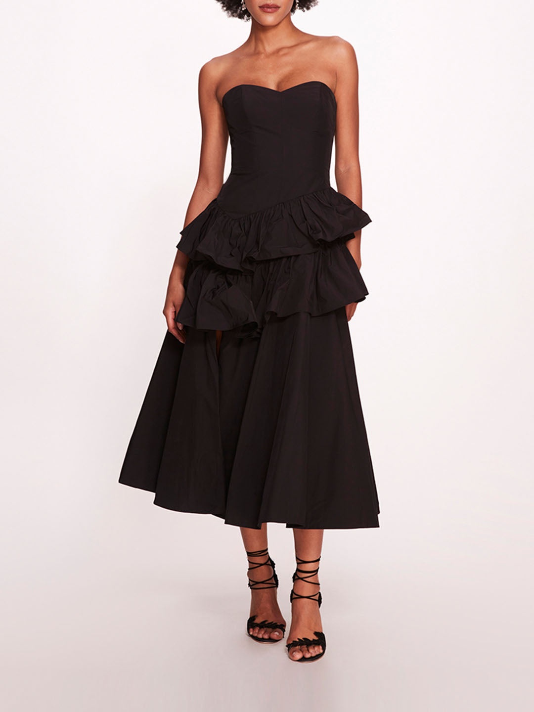 TAFFETA TIERED MIDI DRESS - 1