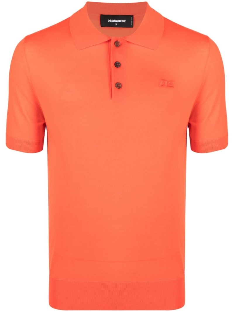 logo-embroidered virgin wool polo shirt 1