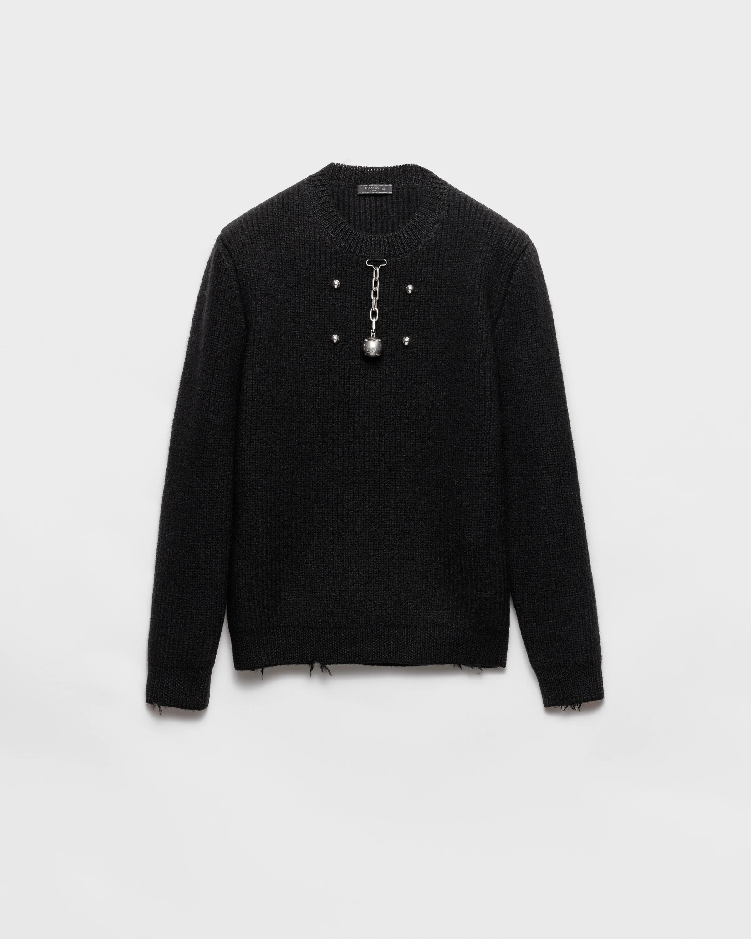 Wool crew-neck sweater with pendant - 1