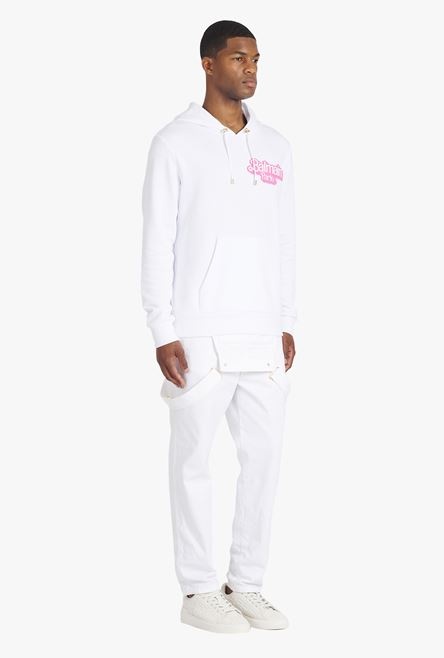 Balmain x Barbie - White eco-designed cotton sweatshirt with pink Balmain logo print - 7