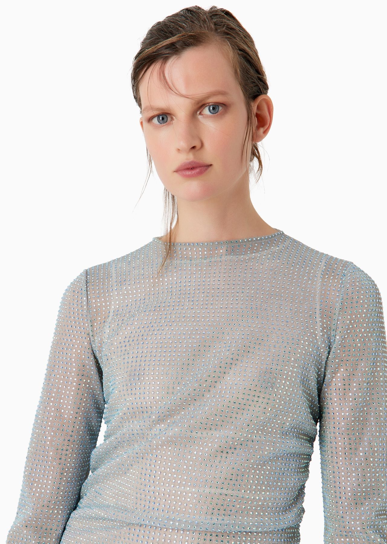 Short knit dress with all-over crystals - 5
