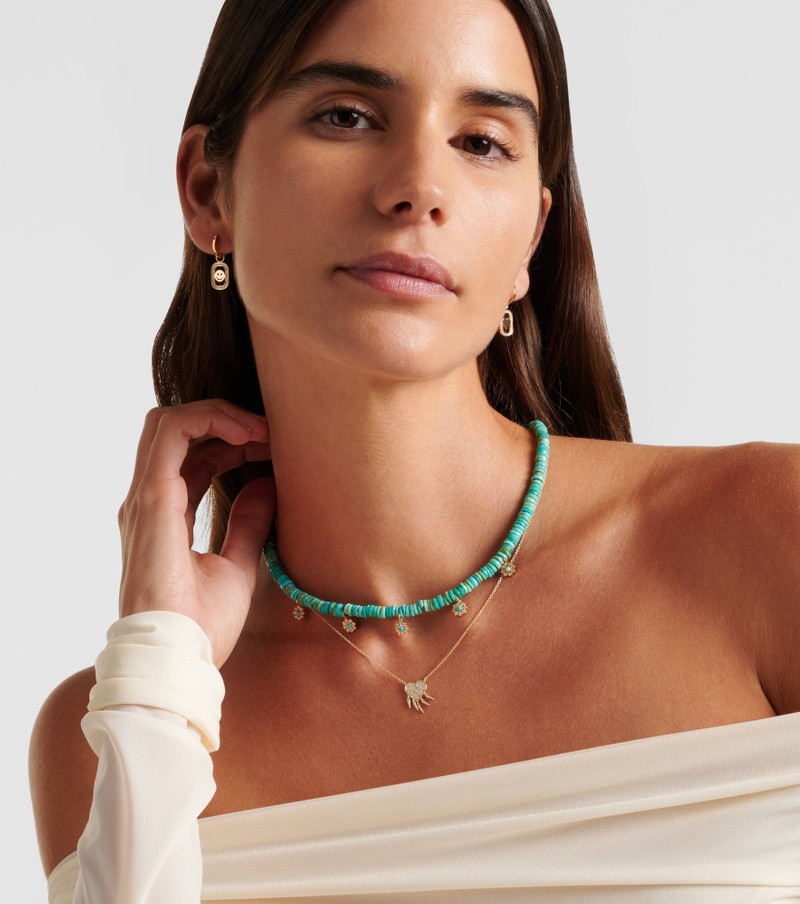 SYDNEY EVAN Daisy 14kt gold beaded necklace with diamonds outlook