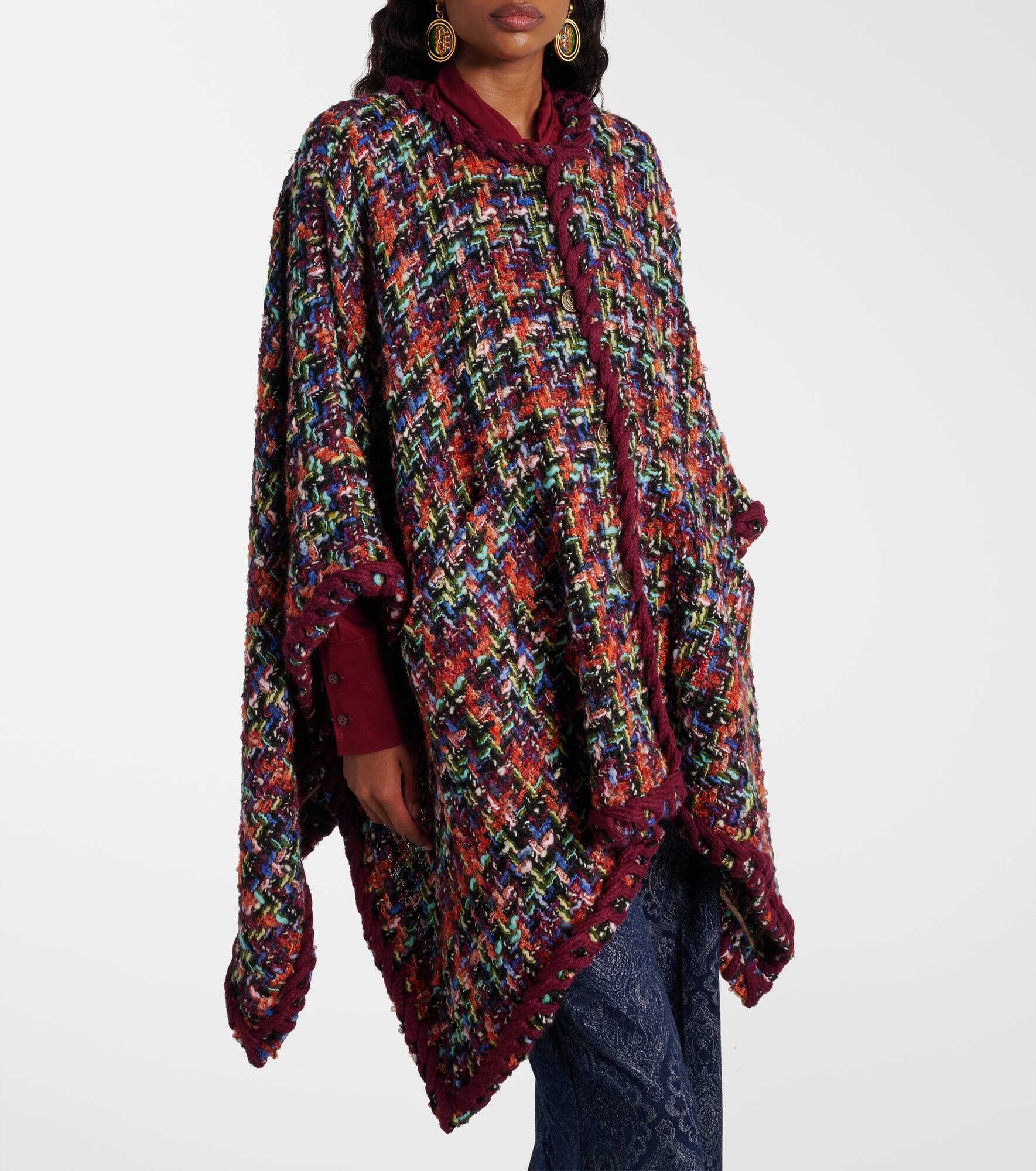 Wool, mohair, and cotton-blend cape - 6