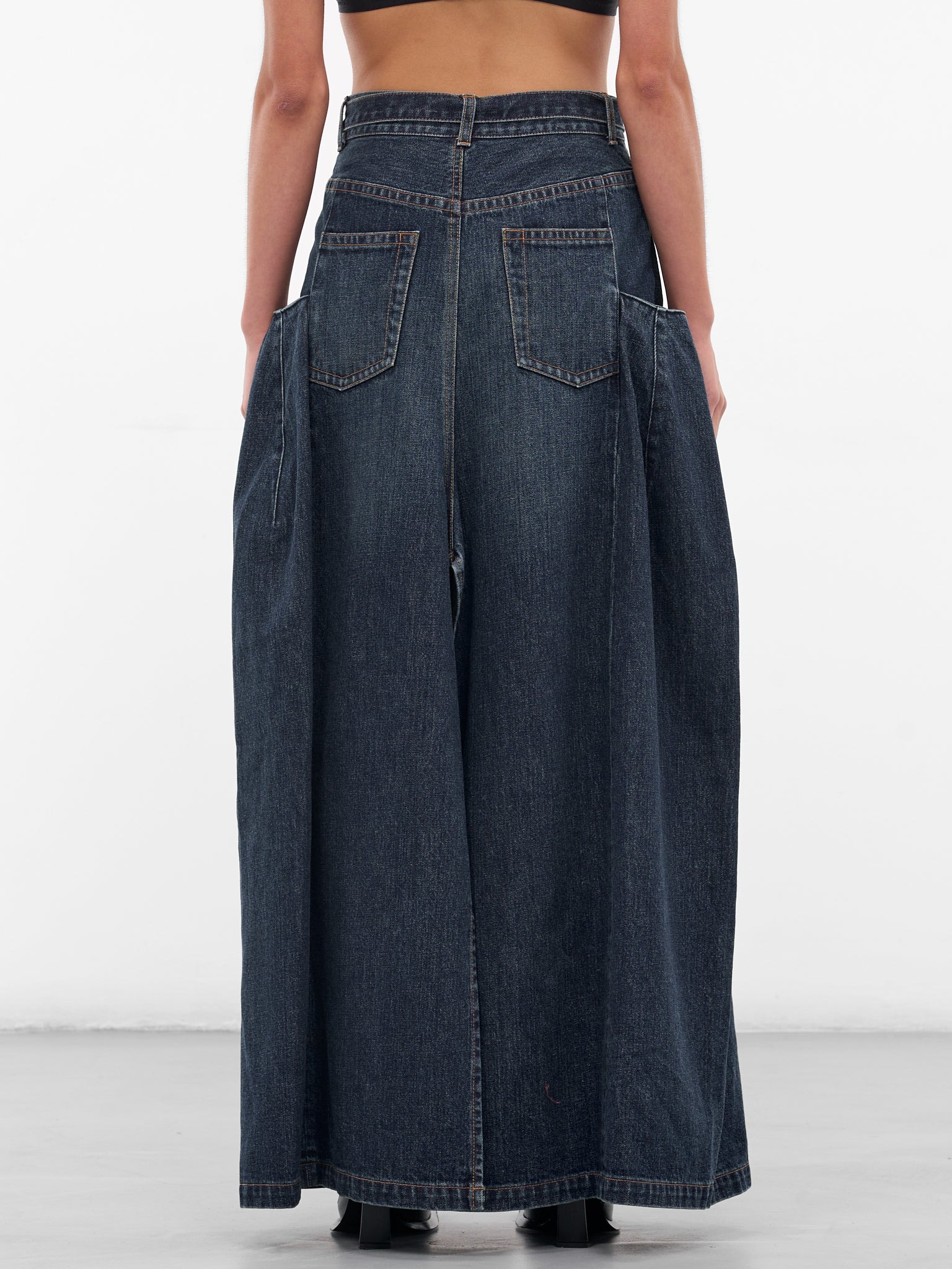 Blue Denim Deconstructed Maxi Skirt - 3