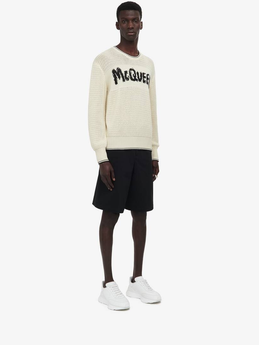 Men's McQueen Graffiti Jumper in Vanilla - 3