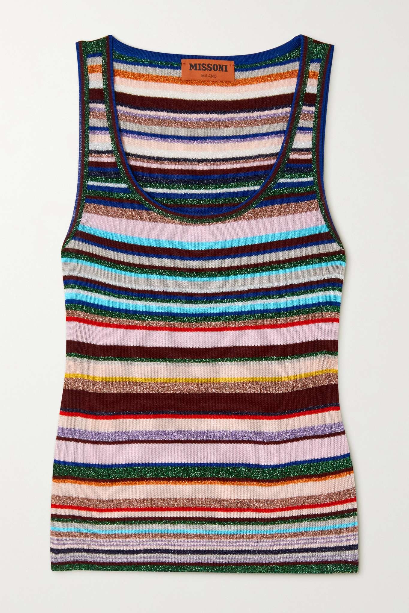 Striped metallic crochet-knit tank - 1