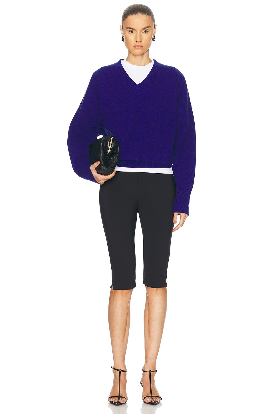 Compact Knitted V-Neck Jumper - 4