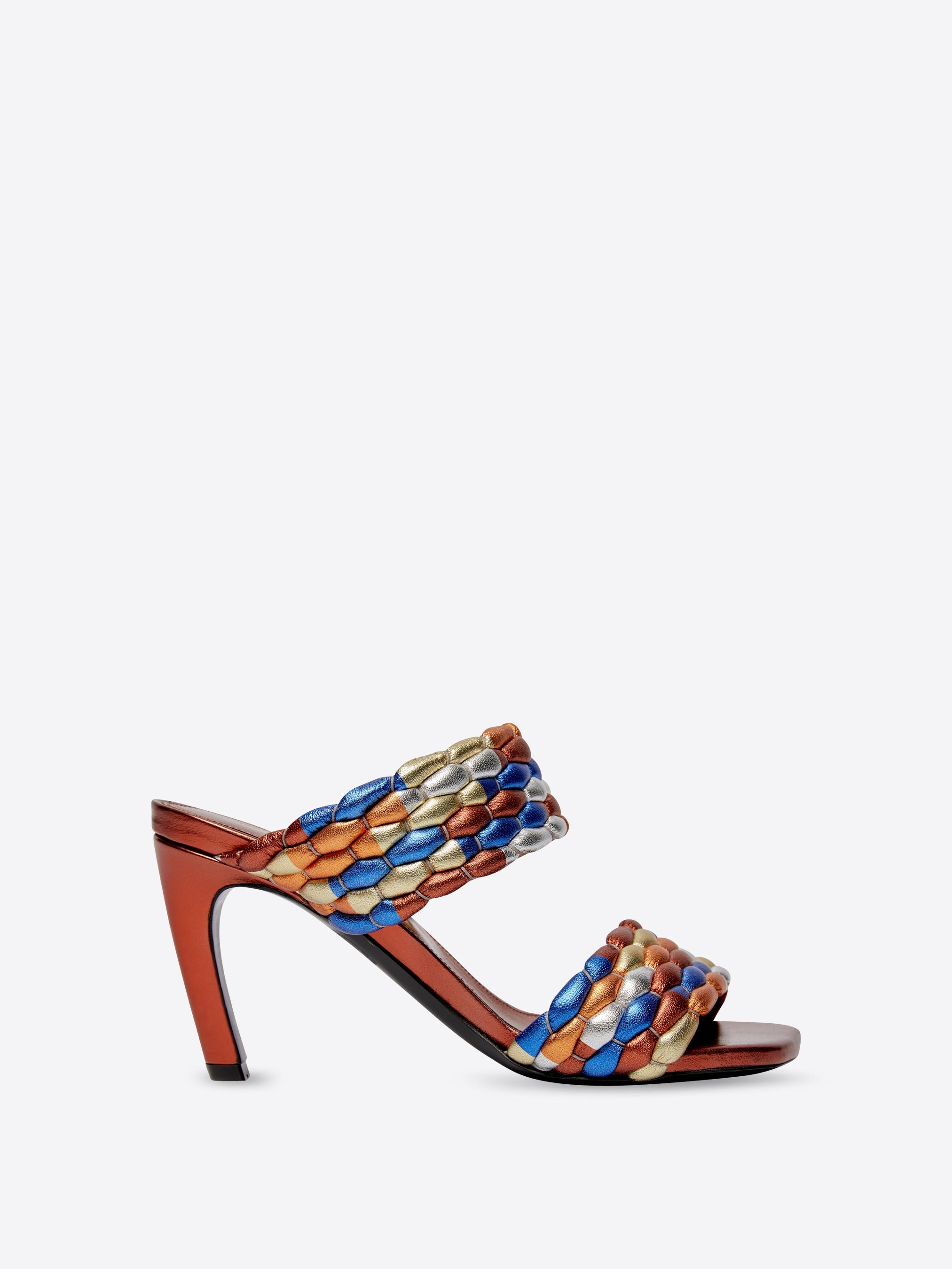 WOVEN METALLIC MULES - 3