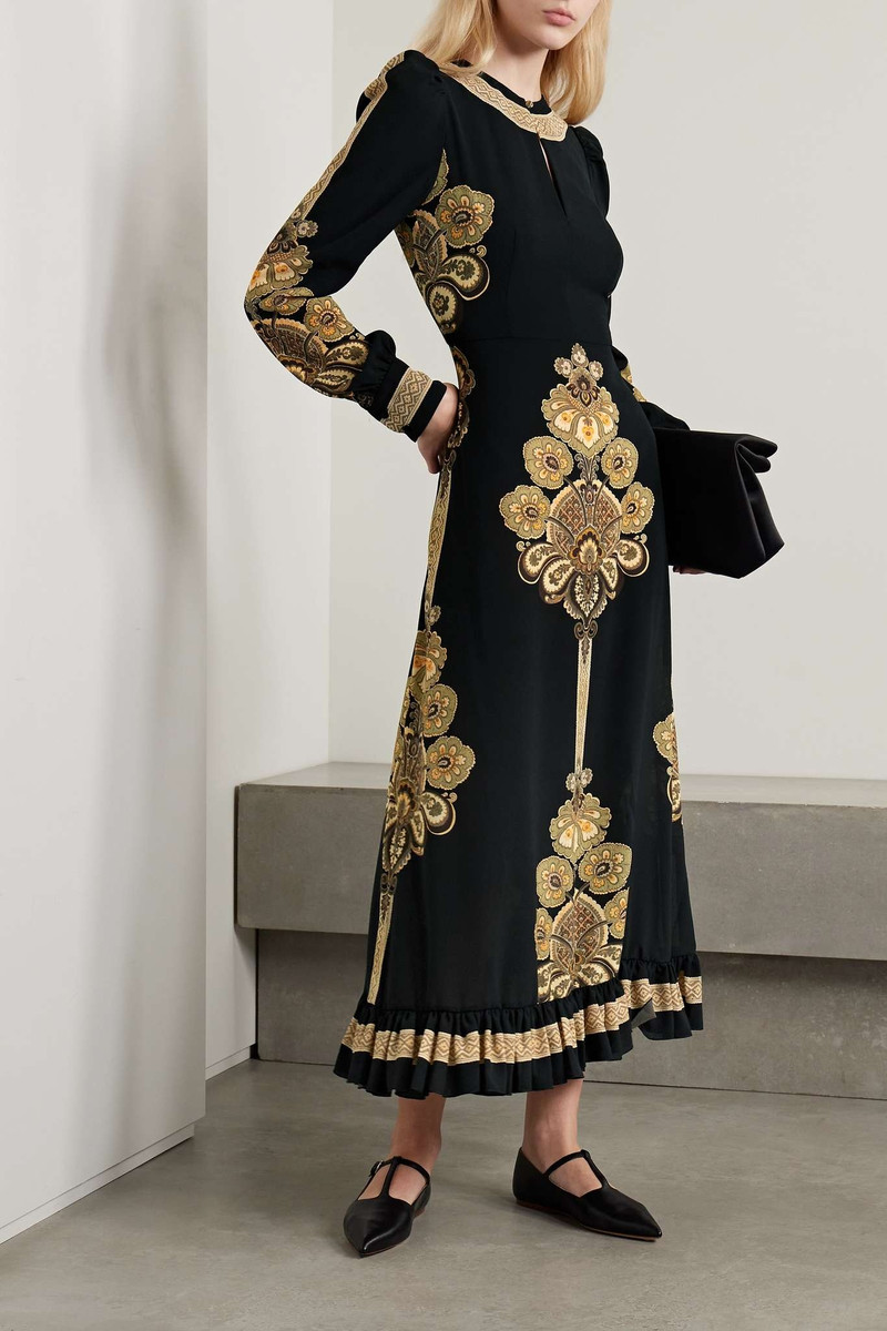 Etro Ruffled printed stretch-crepe midi dress outlook