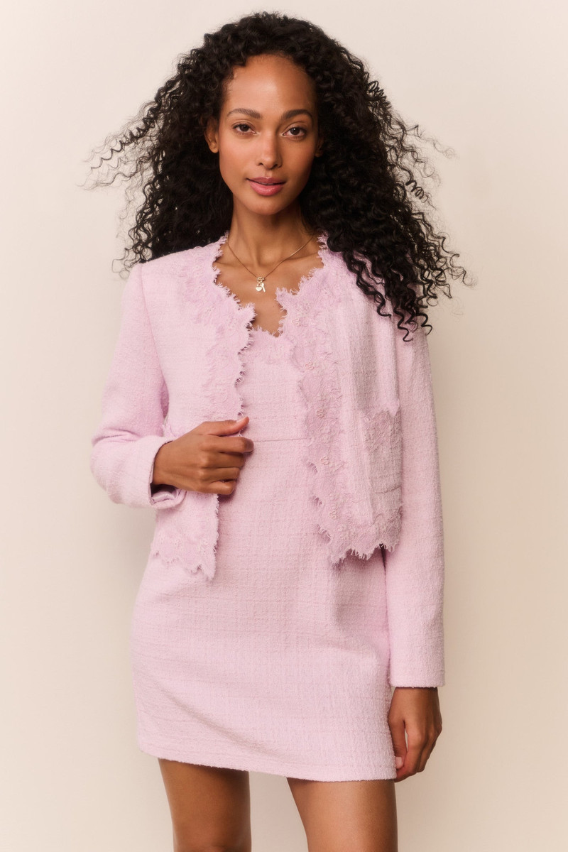 LoveShackFancy Erina Lace-Trimmed Tweed Jacket outlook