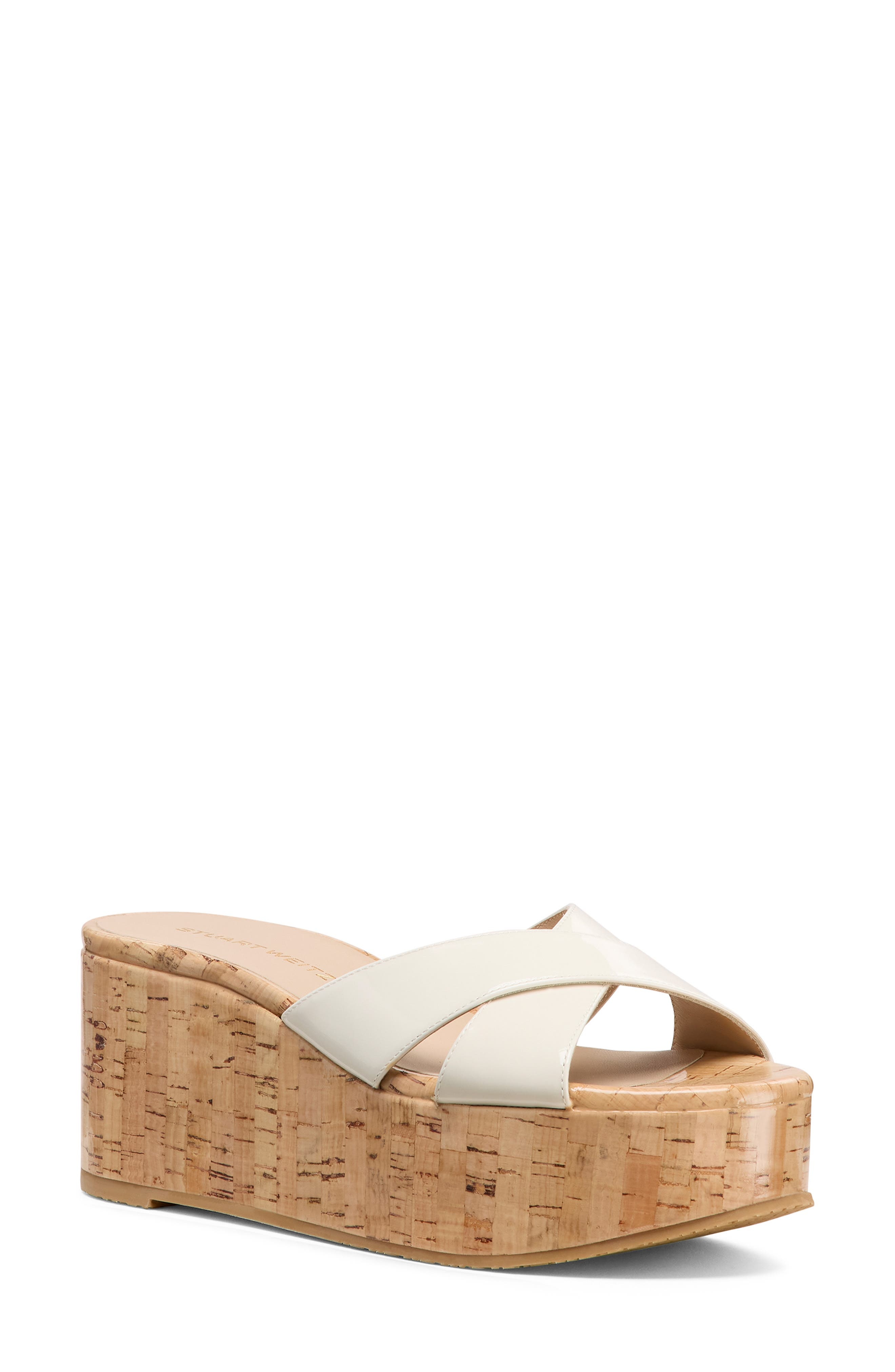Stuart Weitzman Dayna Platform Wedge Sandal in Cream. at Nordstrom - 1