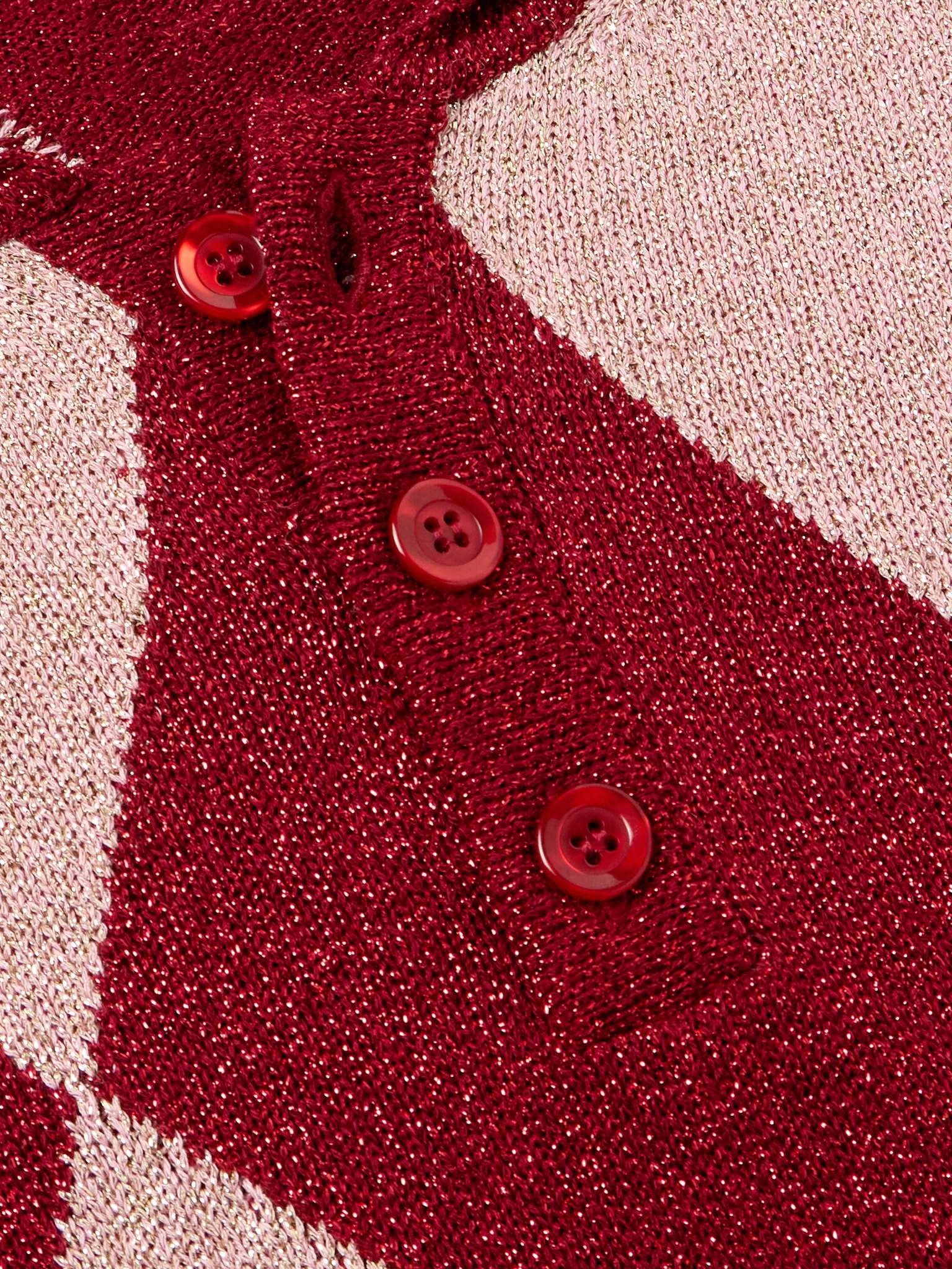 Argyle Metallic Jacquard-Knit Polo Shirt - 4