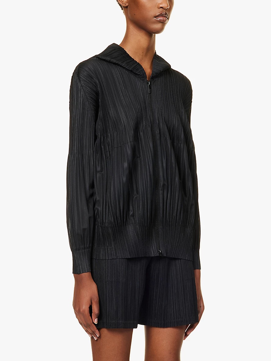 Pleated regular-fit knitted hoody - 3