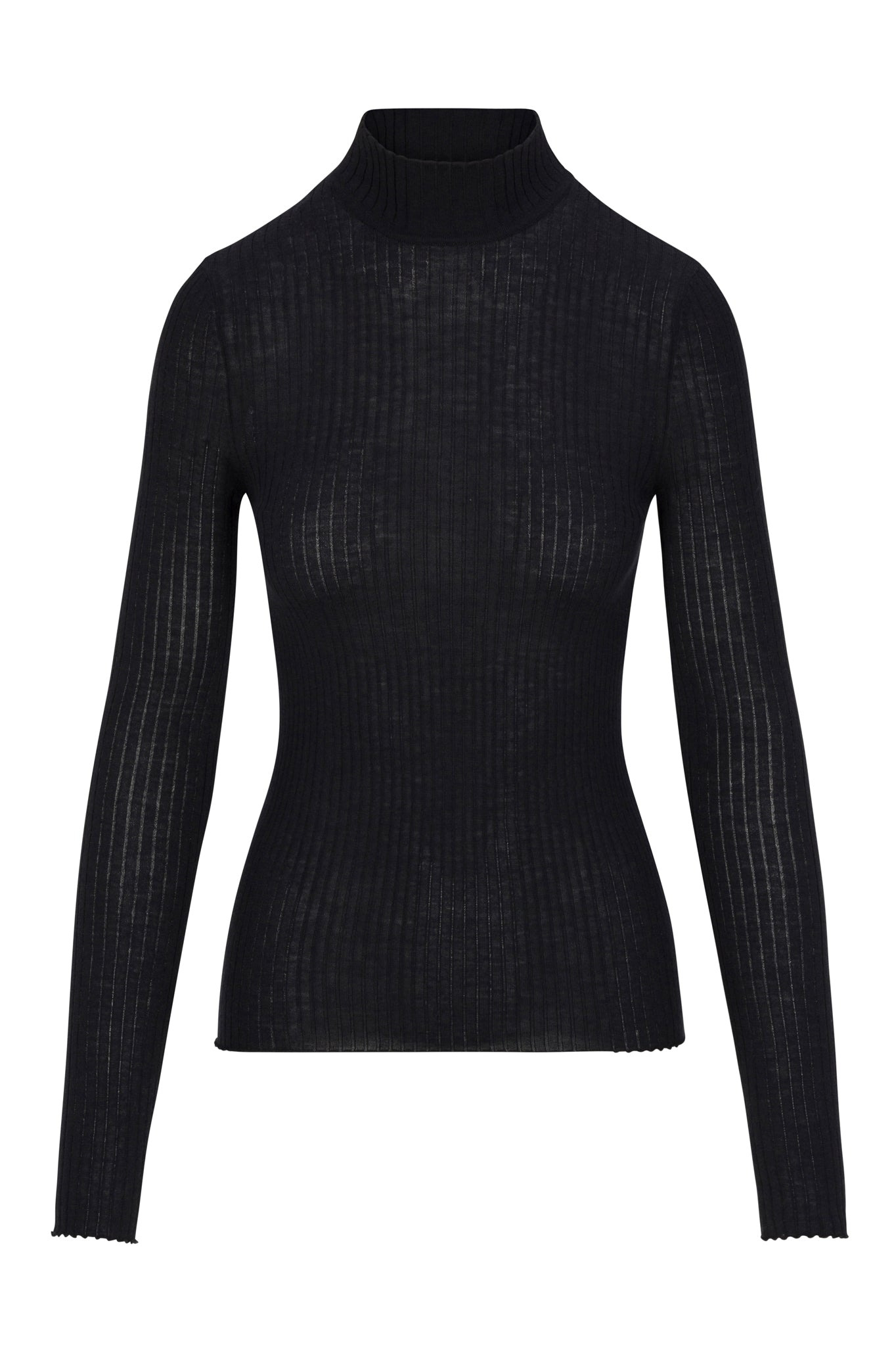 BLACK CASHMERE MOCK NECK - 7