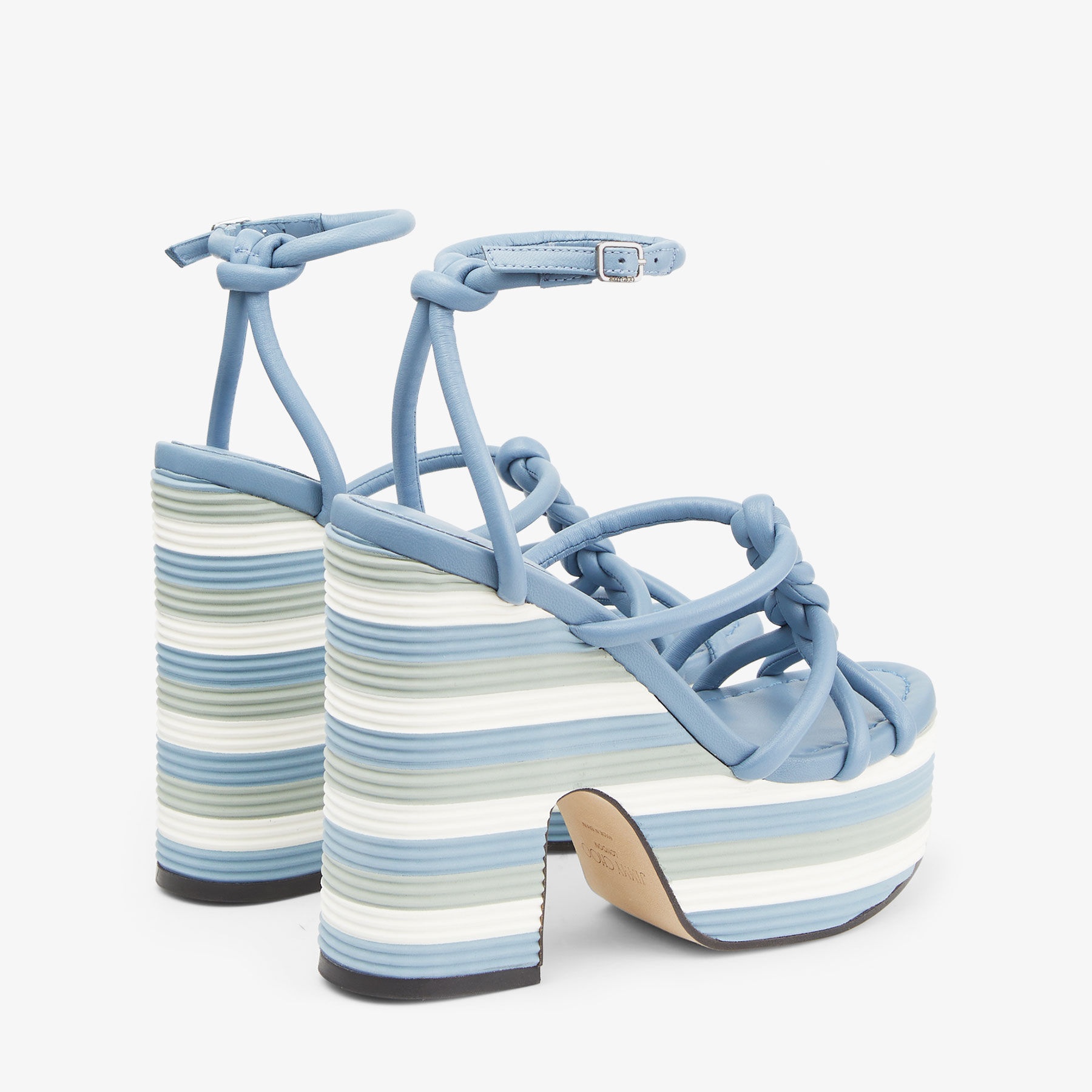 Clare Wedge 130
Smoky Blue Nappa Leather Wedge Sandals - 6