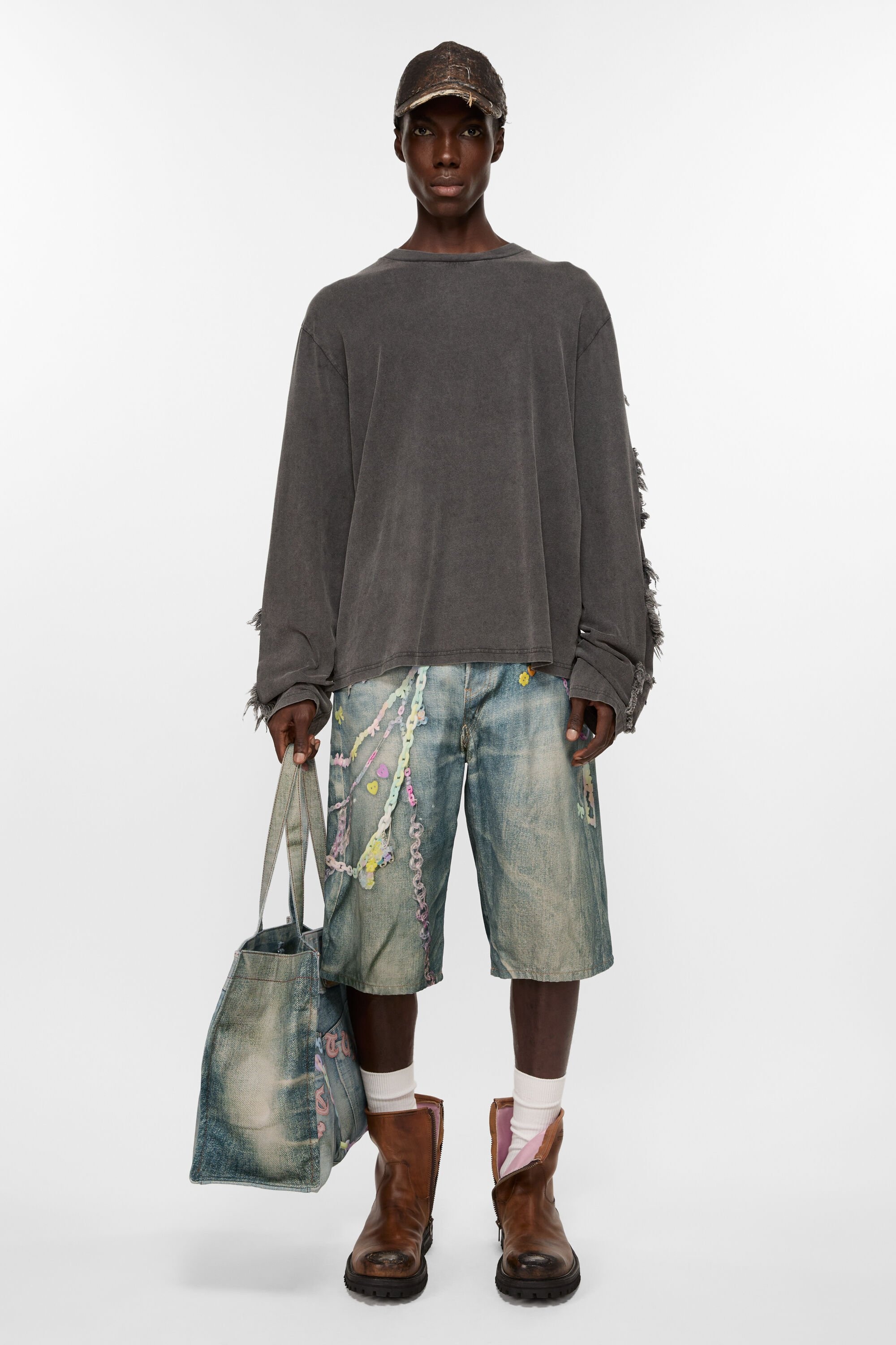 Denim shorts - loose fit - Mid blue - 2
