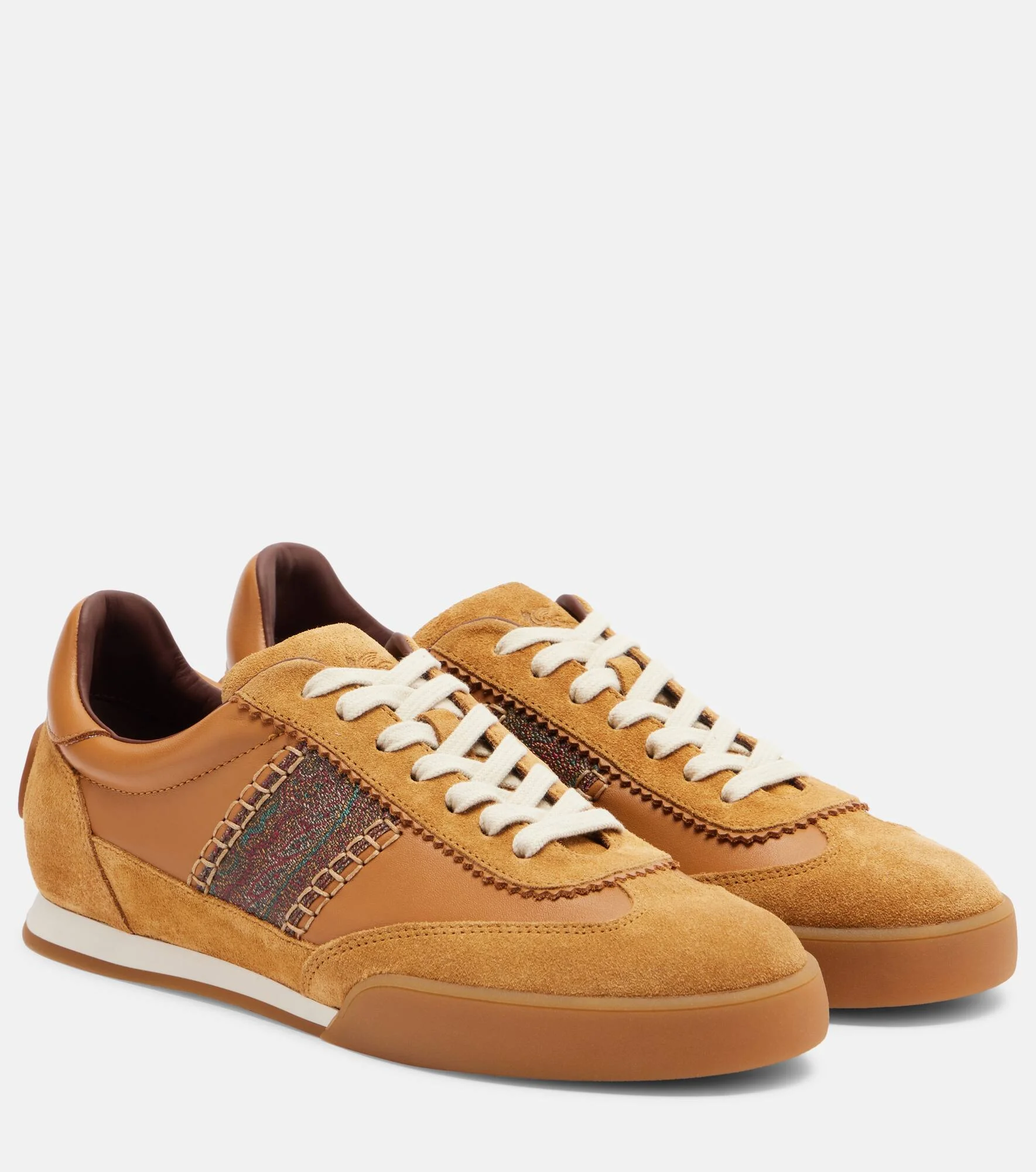 Pegaso suede-trimmed leather sneakers - 1