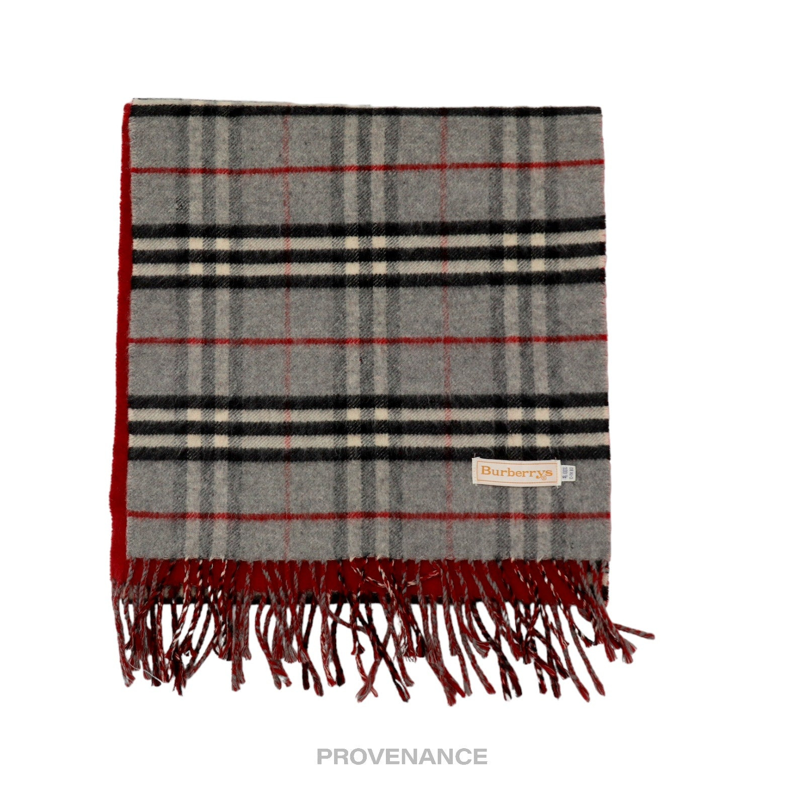 Burberry Scarf - Nova Check Cashmere Grey Red - 2