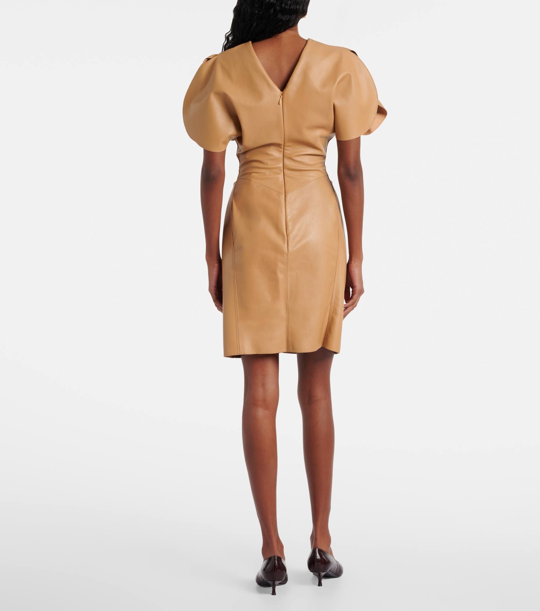 Ruched leather cocktail dress - 3