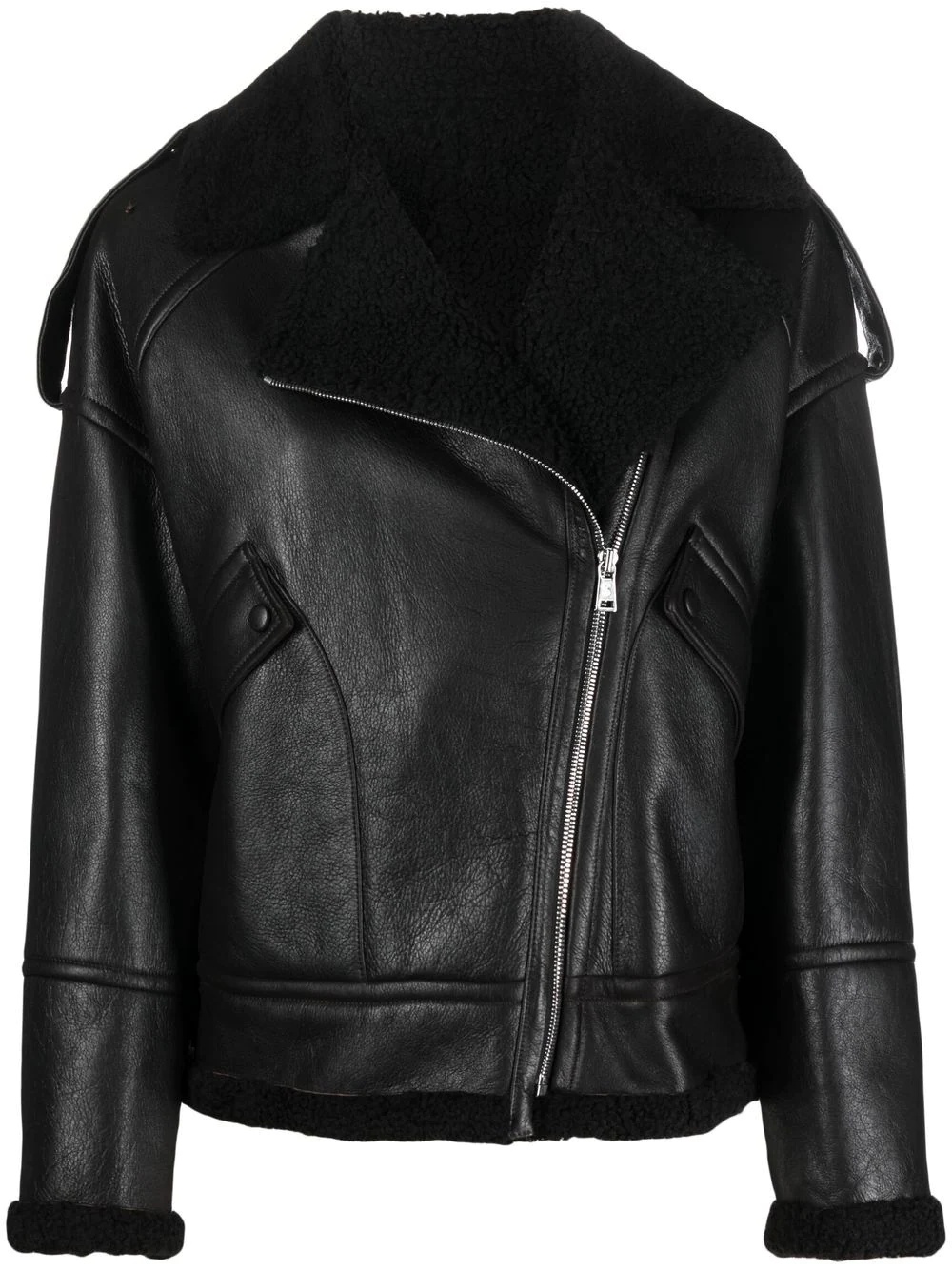 cracked-effect biker jacket - 1