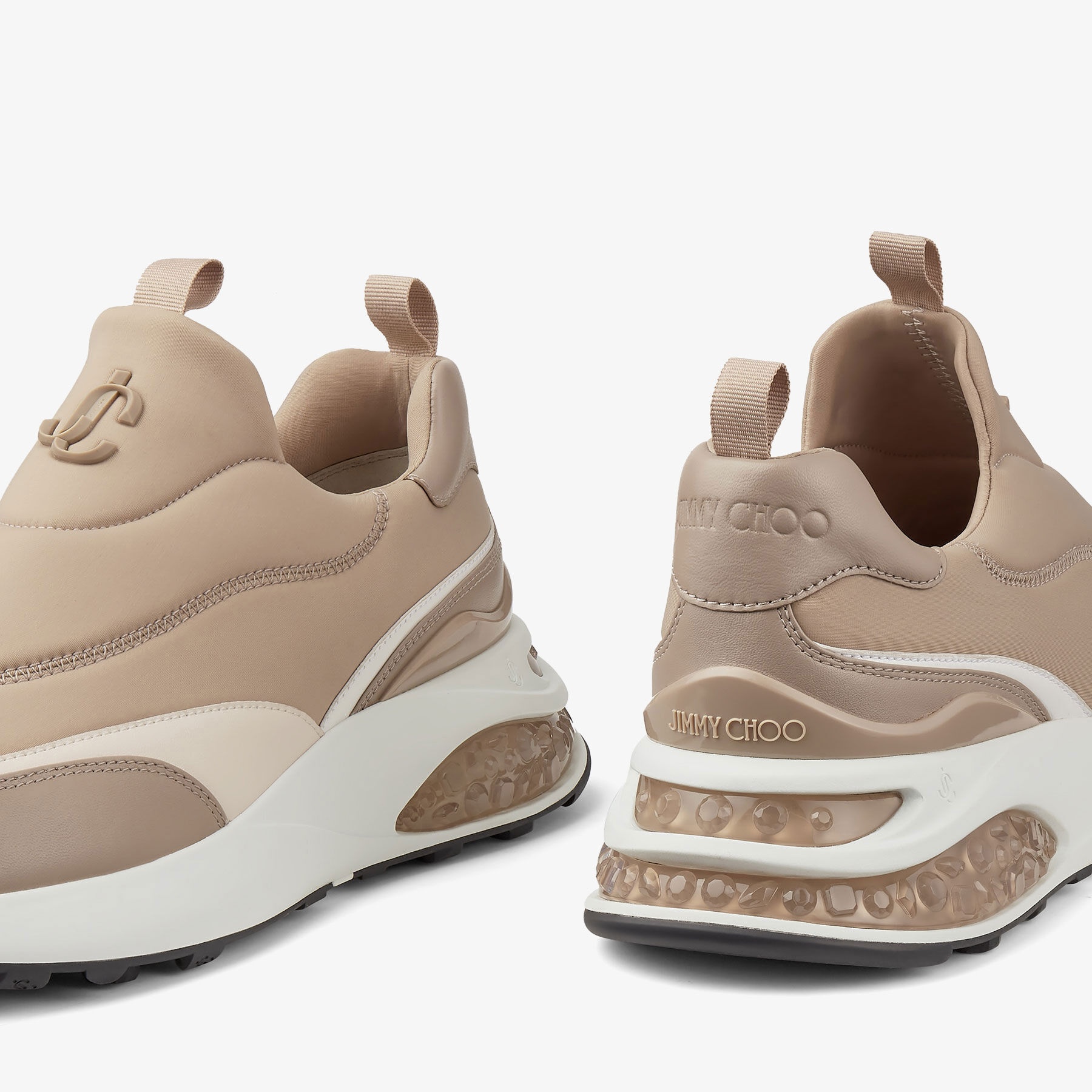 Memphis/m
Stone Neoprene and Leather Low Top Trainers - 6