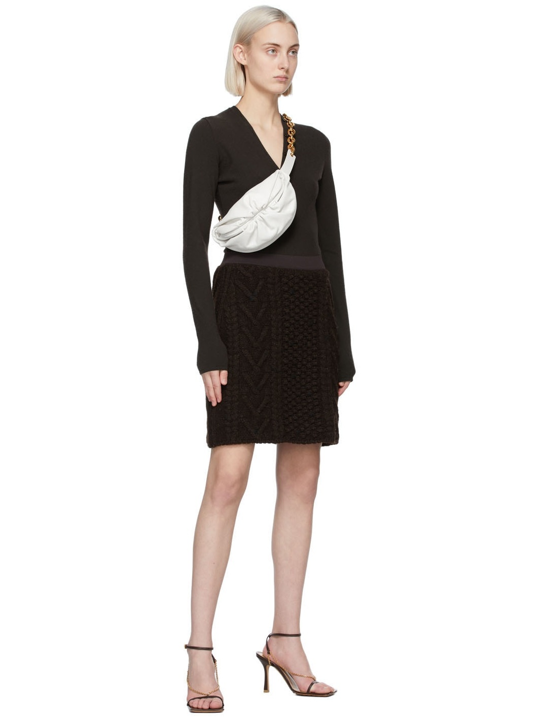 Brown Knit Wool Skirt - 4