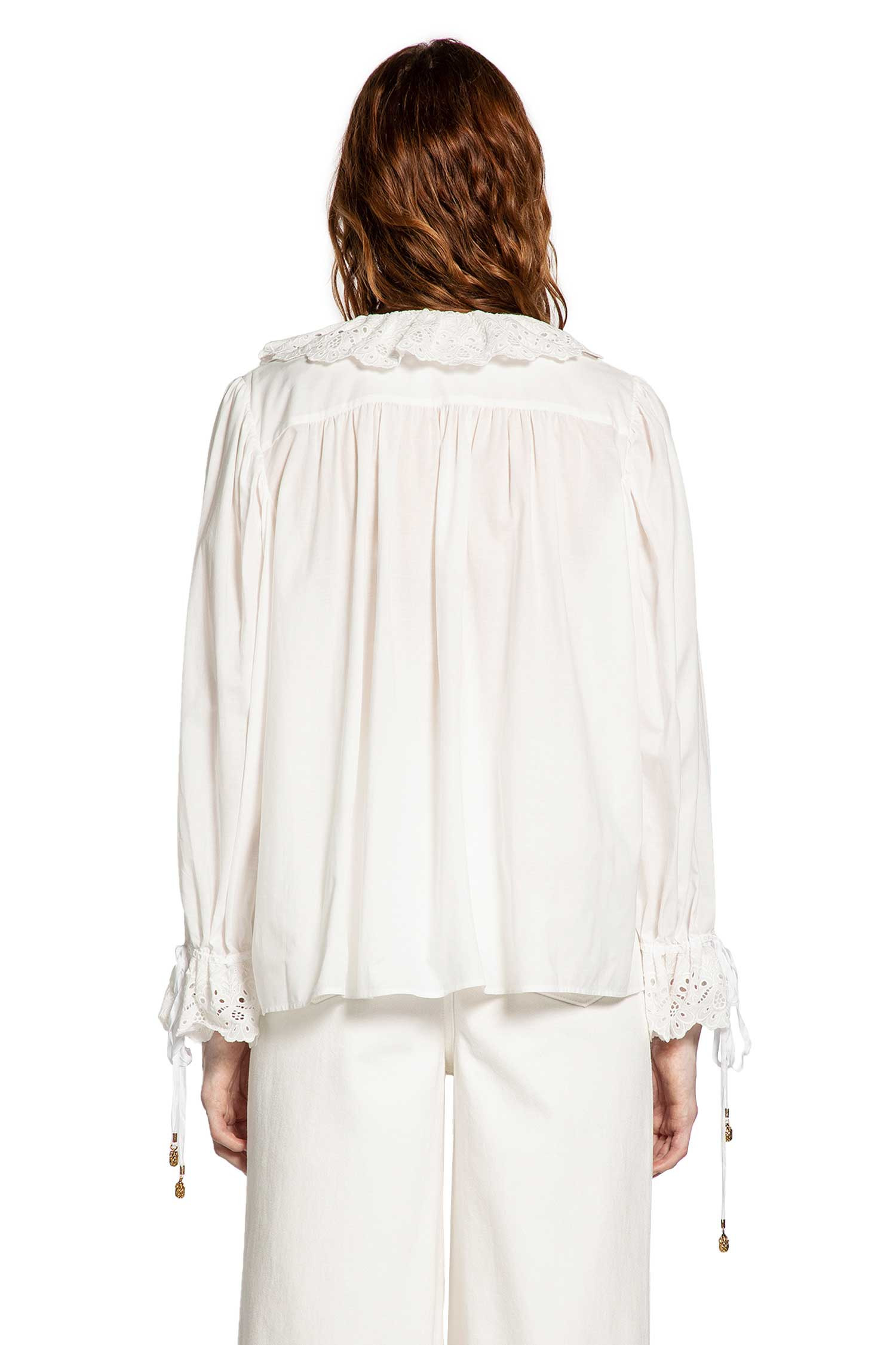 Puff Sleeve V-neck Top In Cotton Voile - 4
